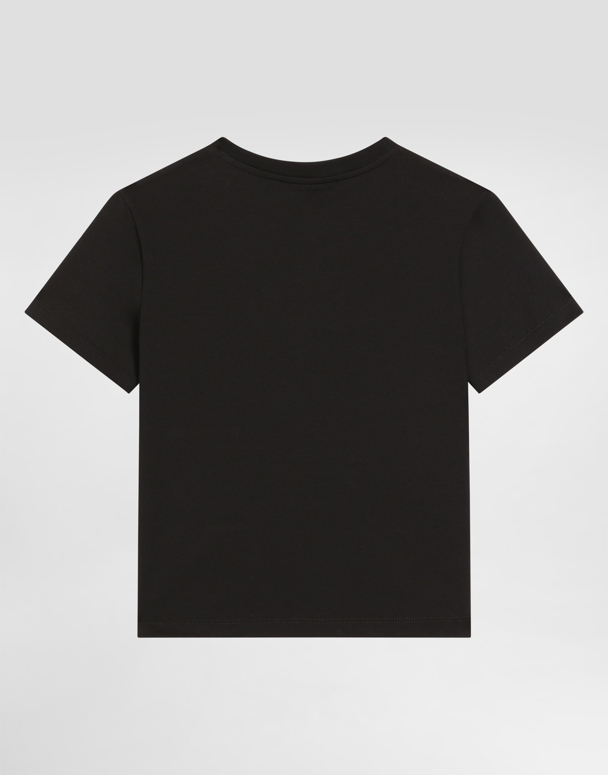  Dolce & Gabbana Dolce & Gabbana Jersey T-shirt With Rhinestones And Dg Logo - Woman T-shirts And Sweatshirts Black 4 Years 