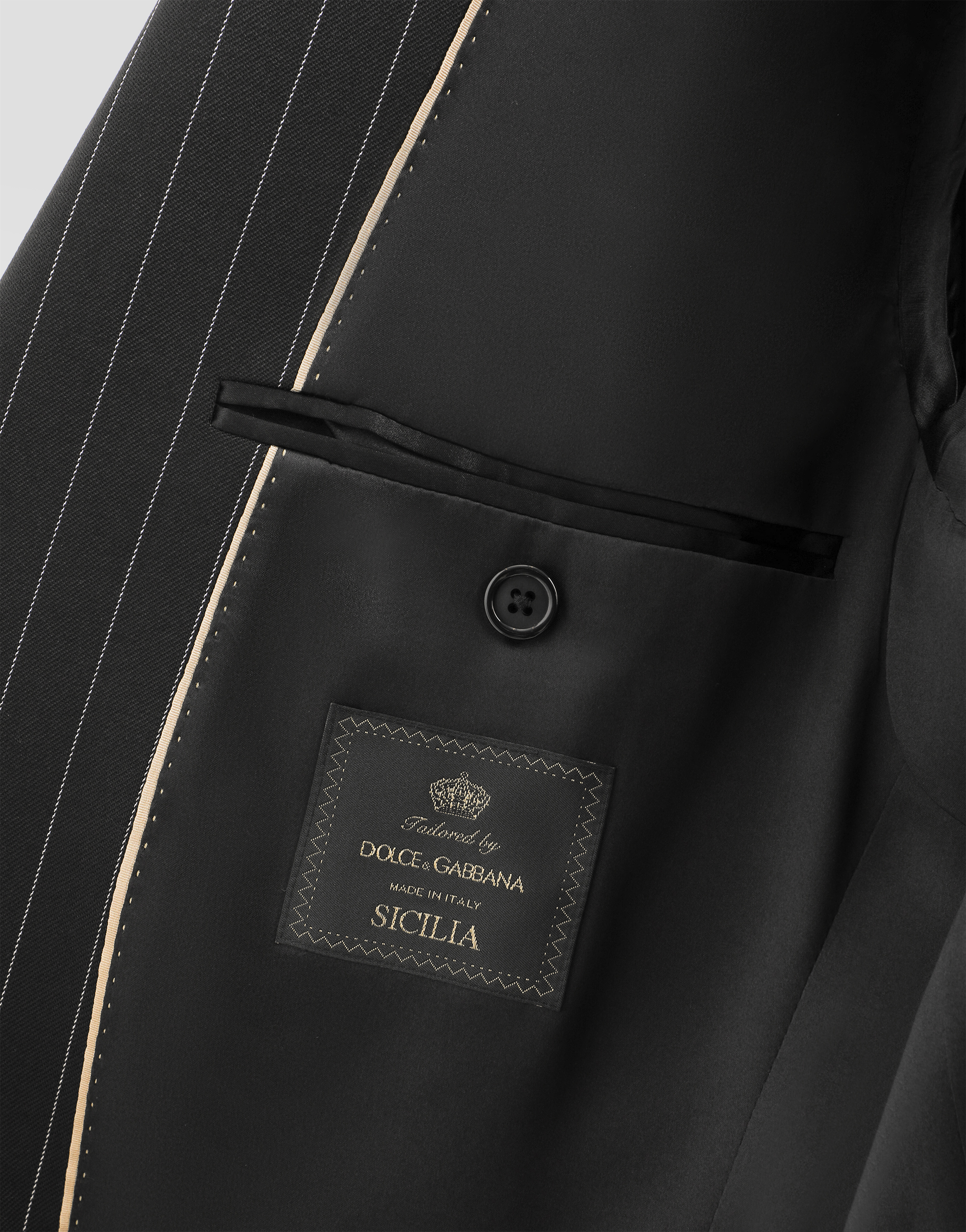 Single-breasted pinstripe stretch wool Sicily-fit suit
