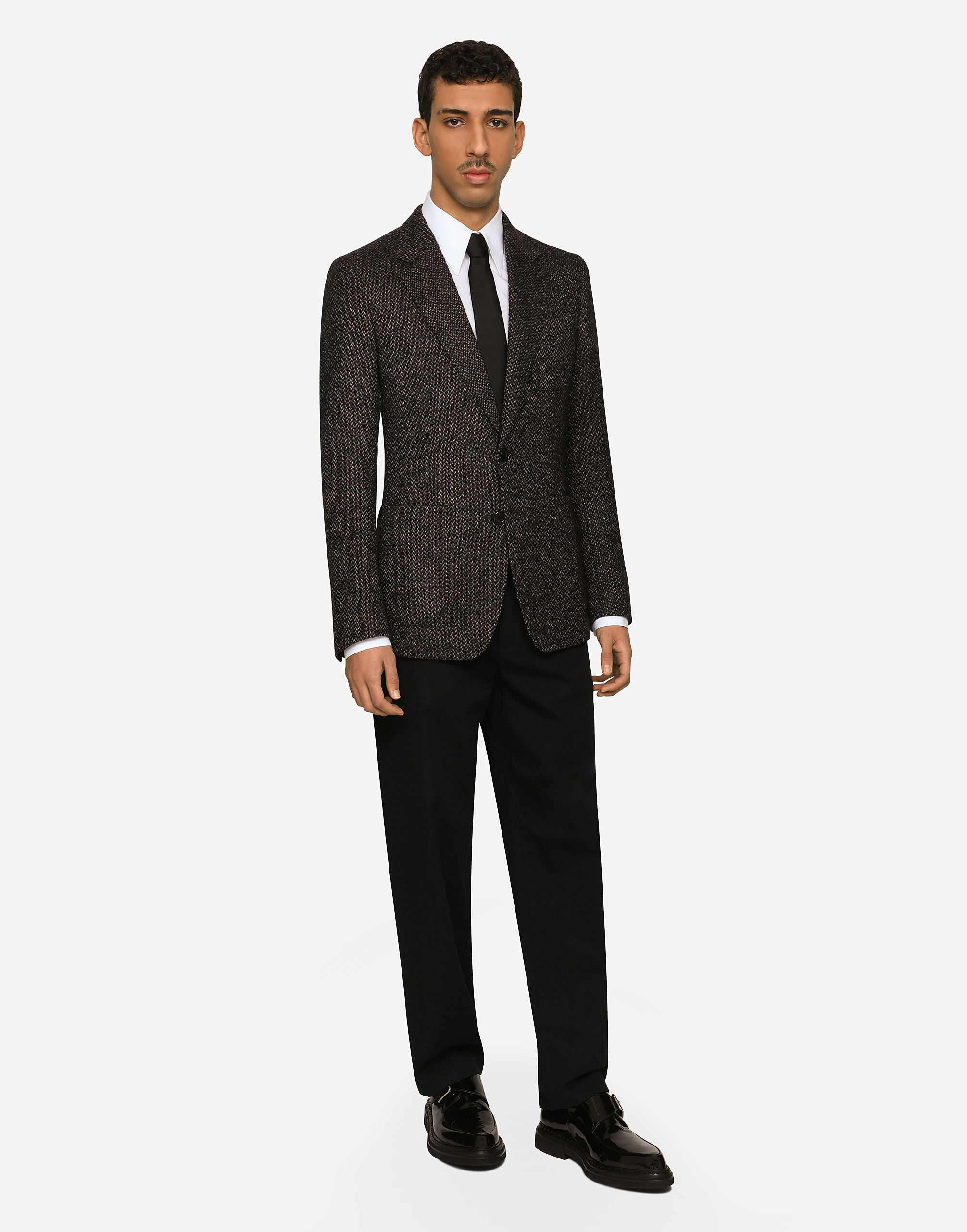 DOLCE & GABBANA STRETCH ALPACA AND WOOL TWEED SINGLE-BREASTED JACKET