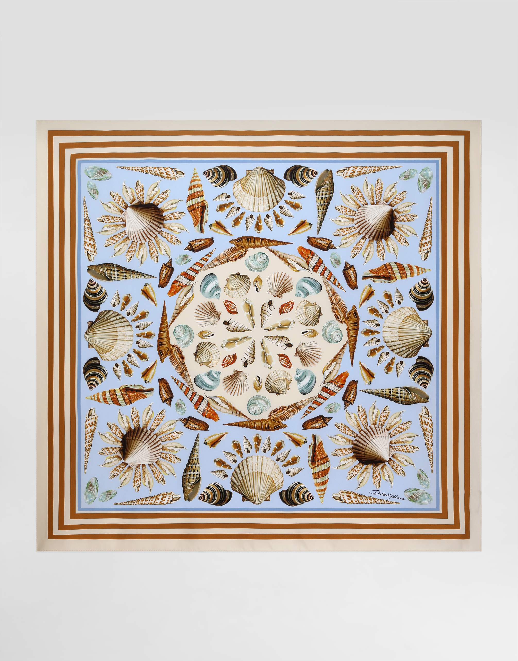 Dolce & Gabbana Shell-print 90x90 Silk Scarf In Pink