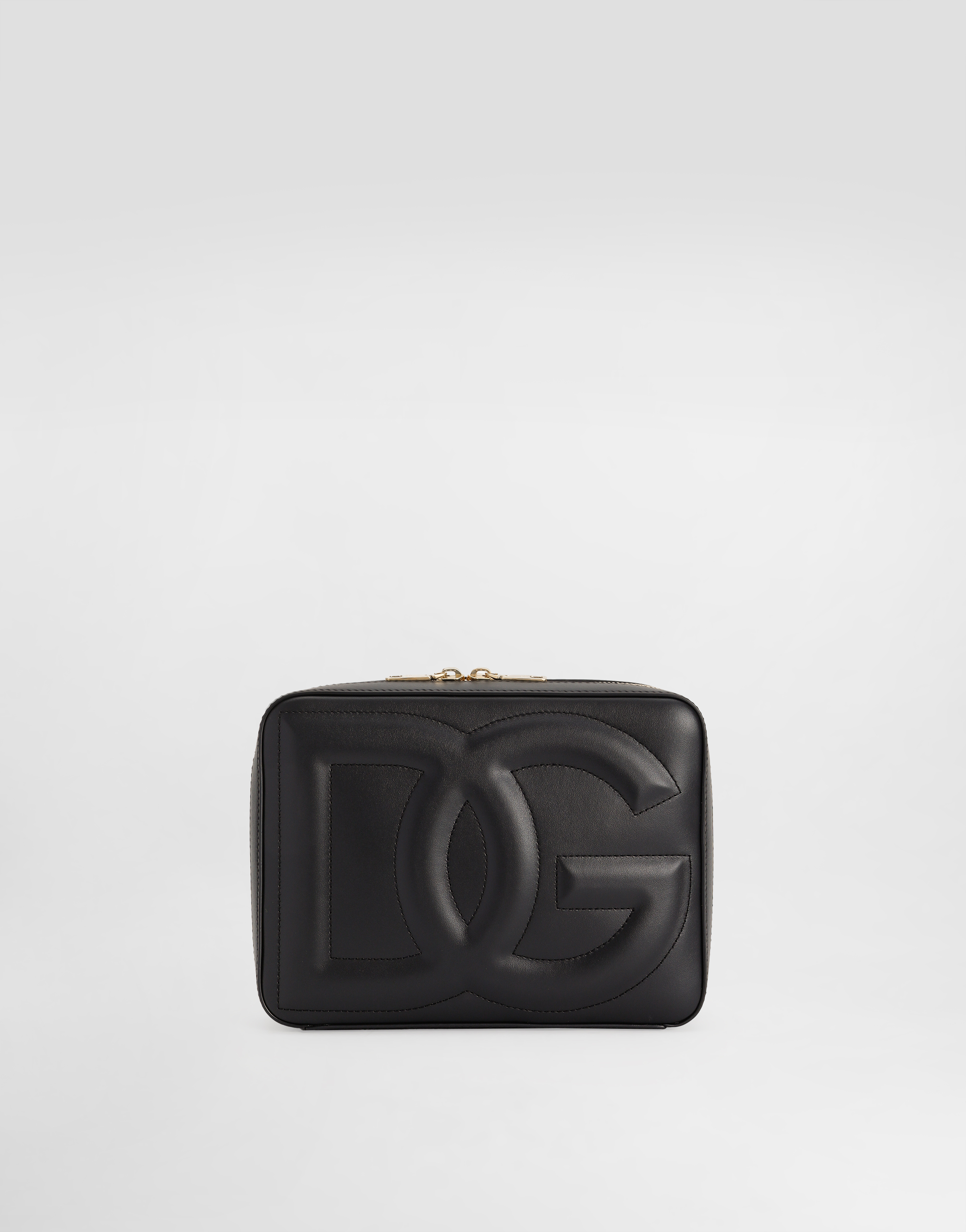 Dolce & Gabbana Black Crossbody Bag With Quilted Dg Logo In Leather Woman In Black
