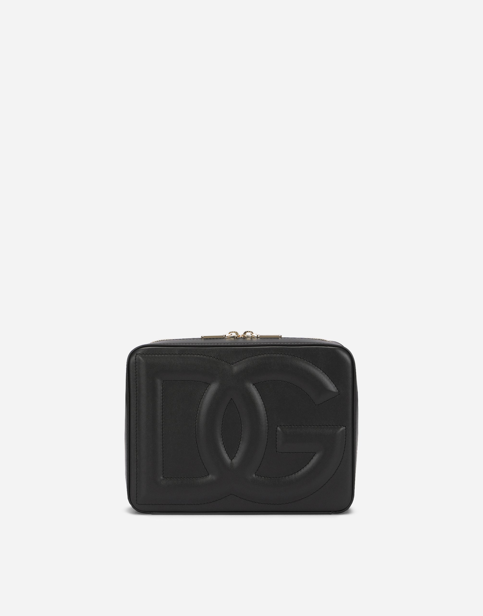 Dolce & Gabbana Black Crossbody Bag With Quilted Dg Logo In Leather Woman In Black