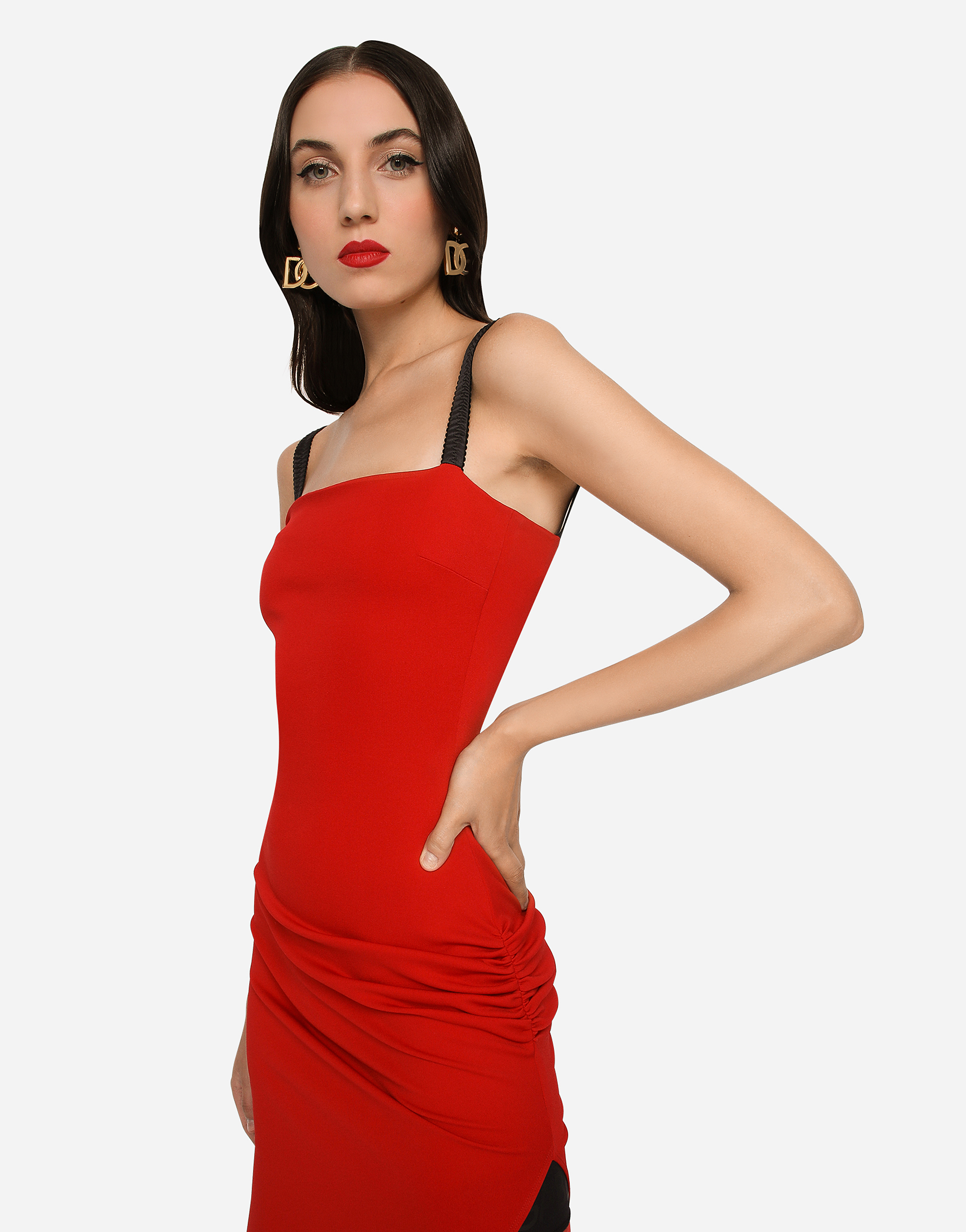 DOLCE & GABBANA VISCOSE DRESS WITH SIDE SLIT AND DRAPING