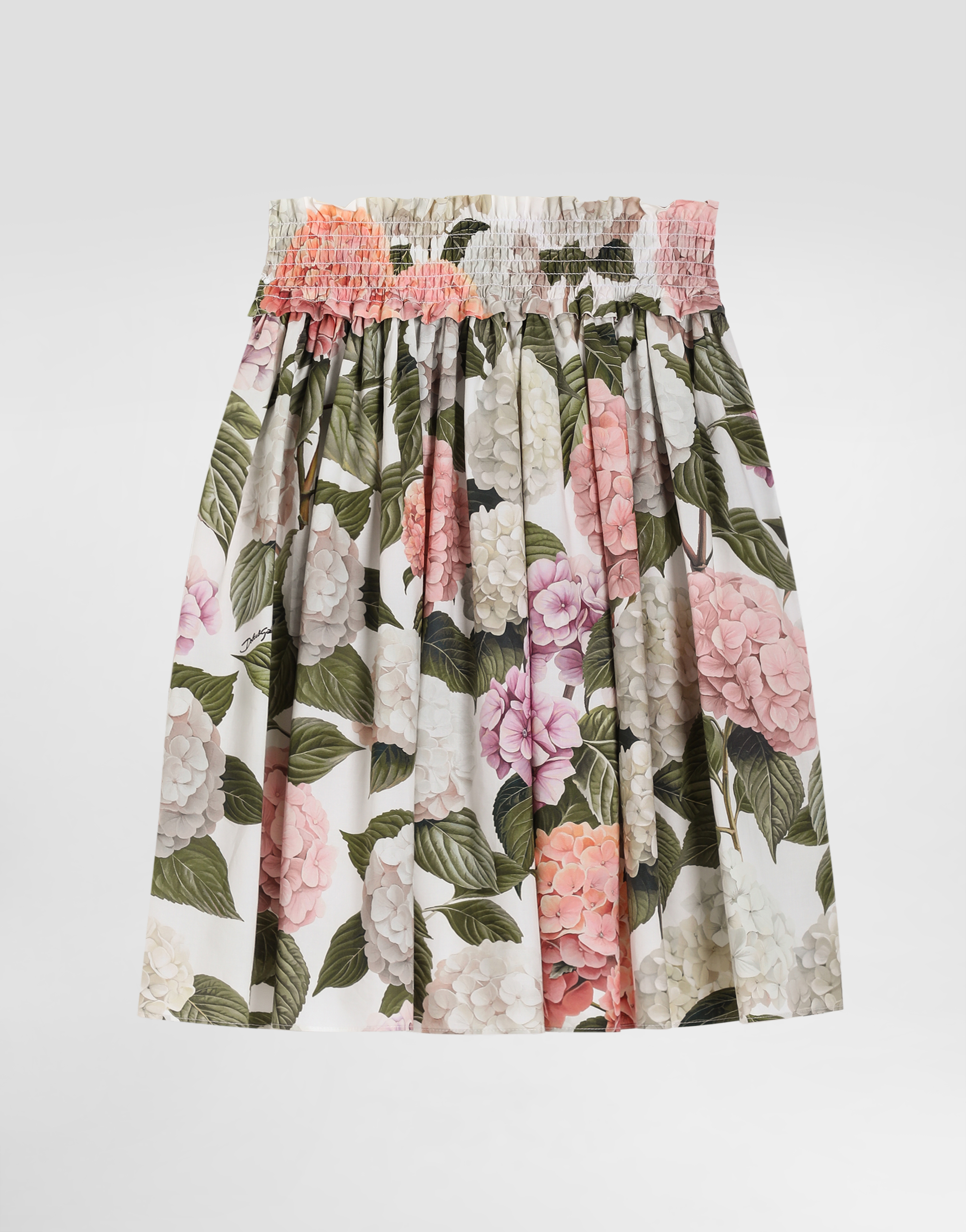 Dolce & Gabbana Hydrangea-print Poplin Skirt In Multi