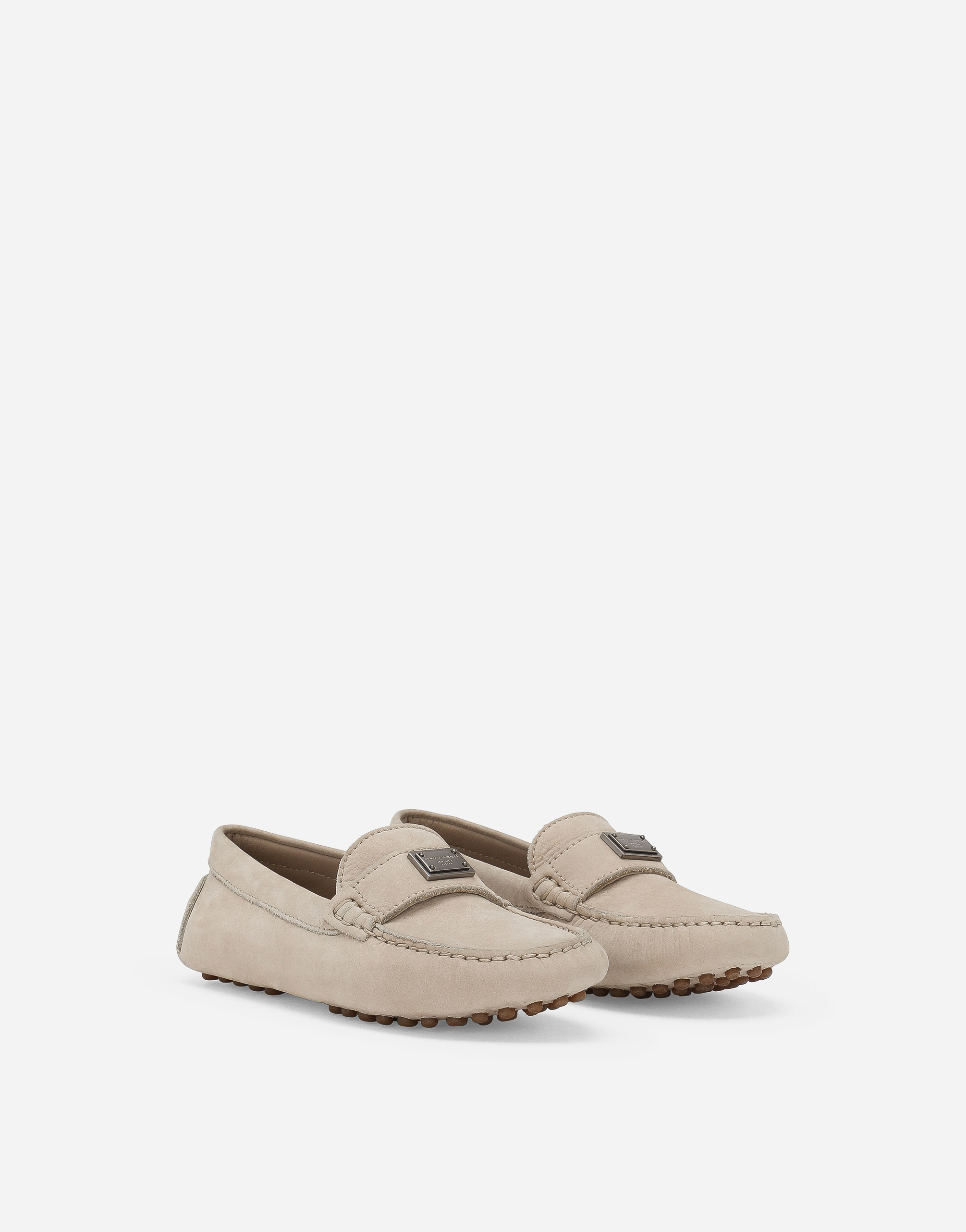 Shop Dolce & Gabbana Nubuck Loafers In Beige