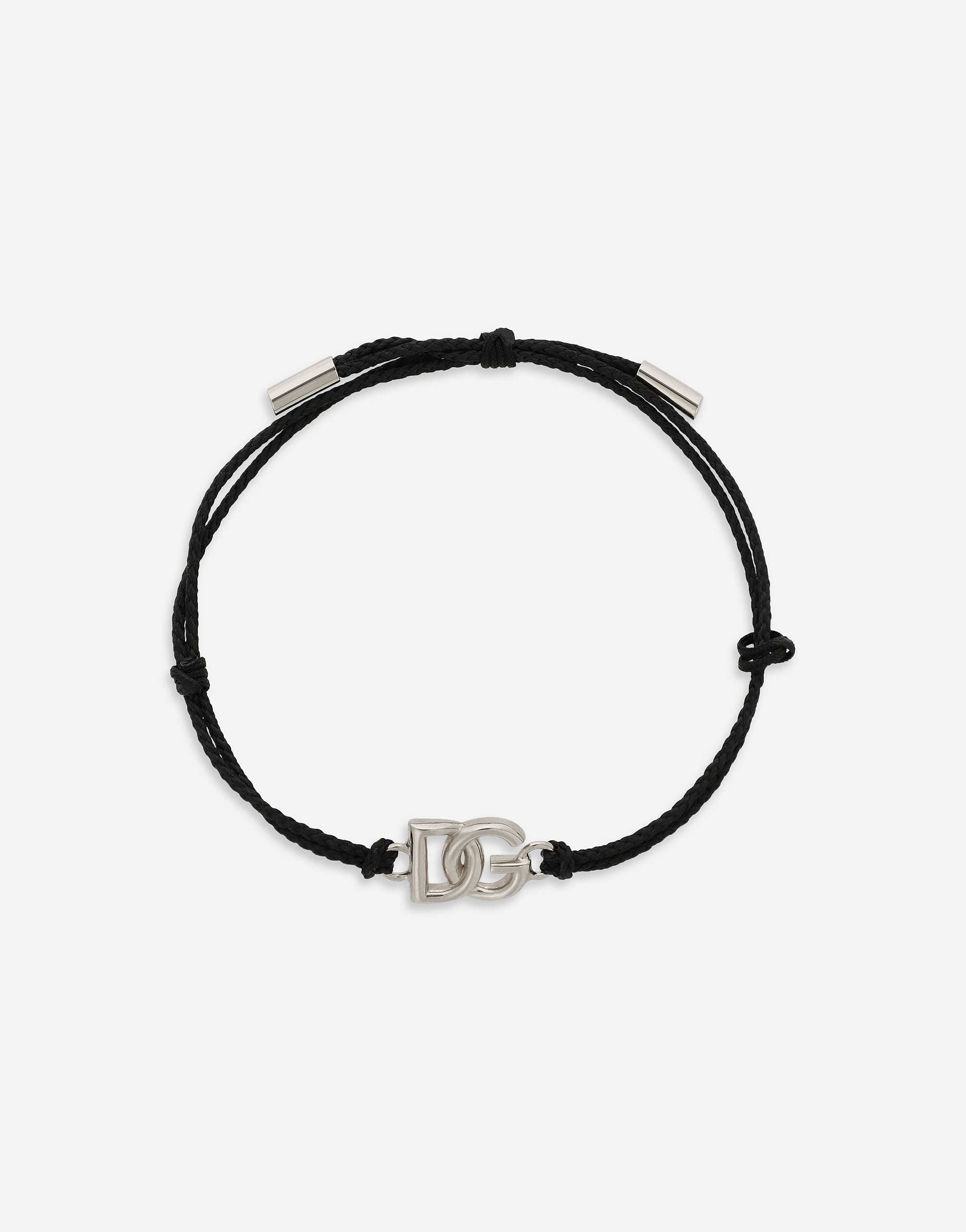 DOLCE&GABBANA 編み込みレザーブレスレット Cord bracelet with small DG logo in Multicolor for Men