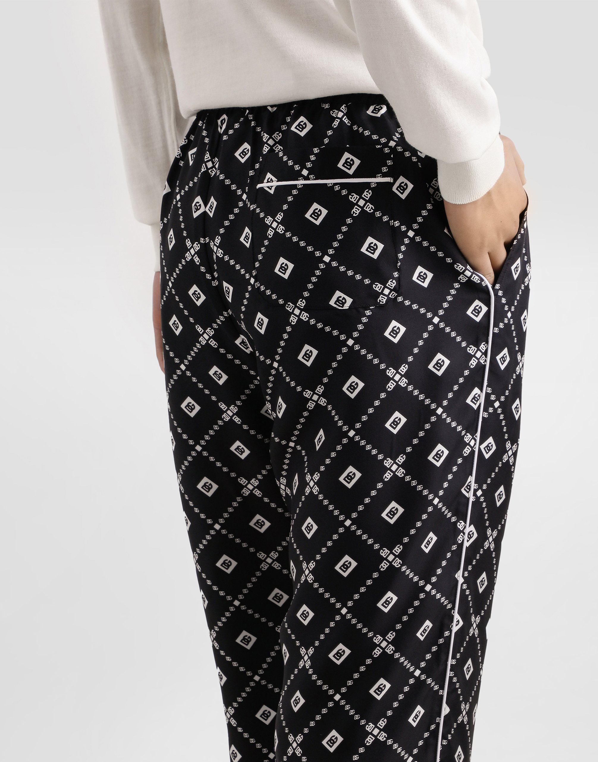 Dolce & Gabbana Printed Twill Trousers In Black