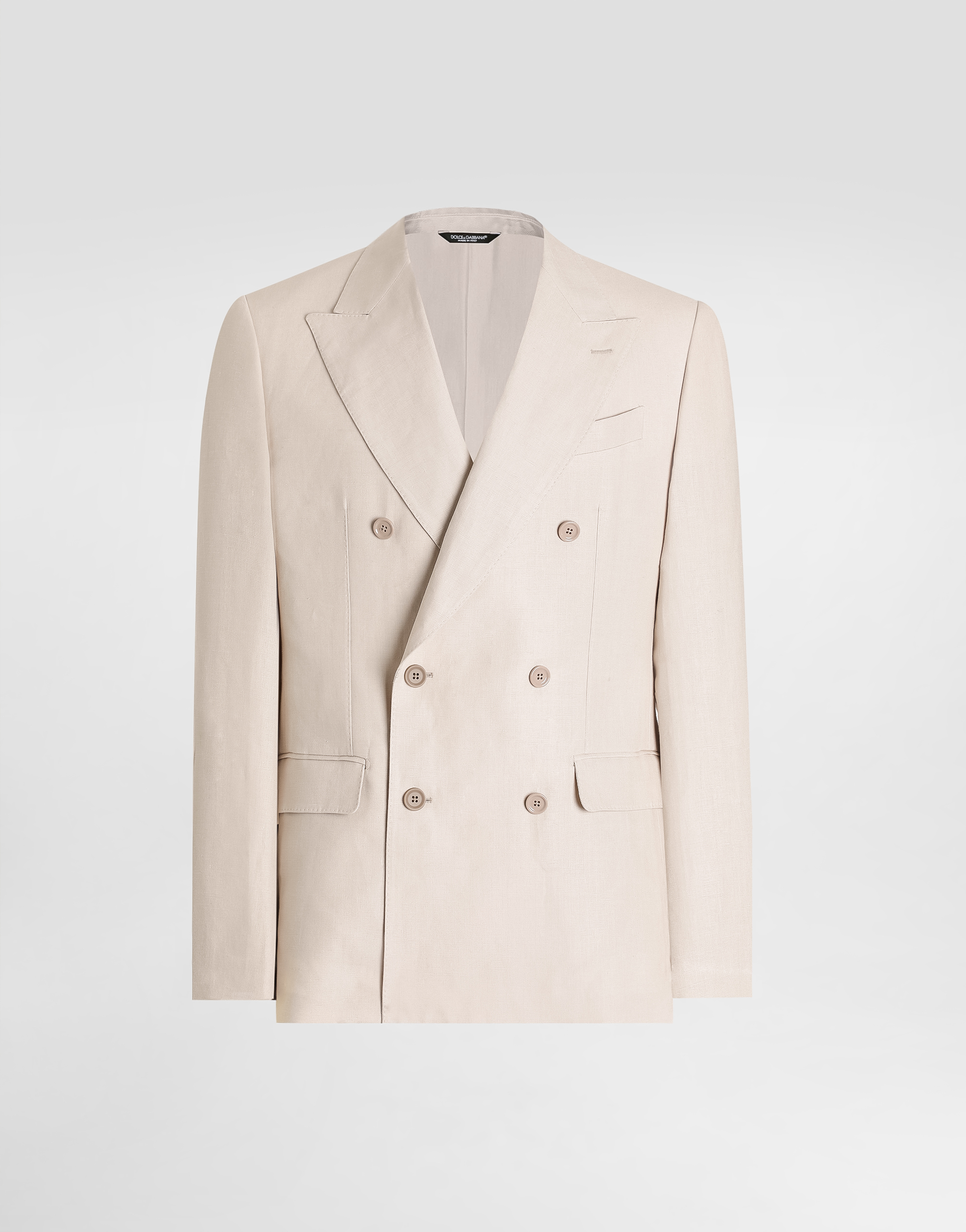 Dolce & Gabbana Double-breasted Linen Fabric Jacket - Man Suits And Blazers Beige