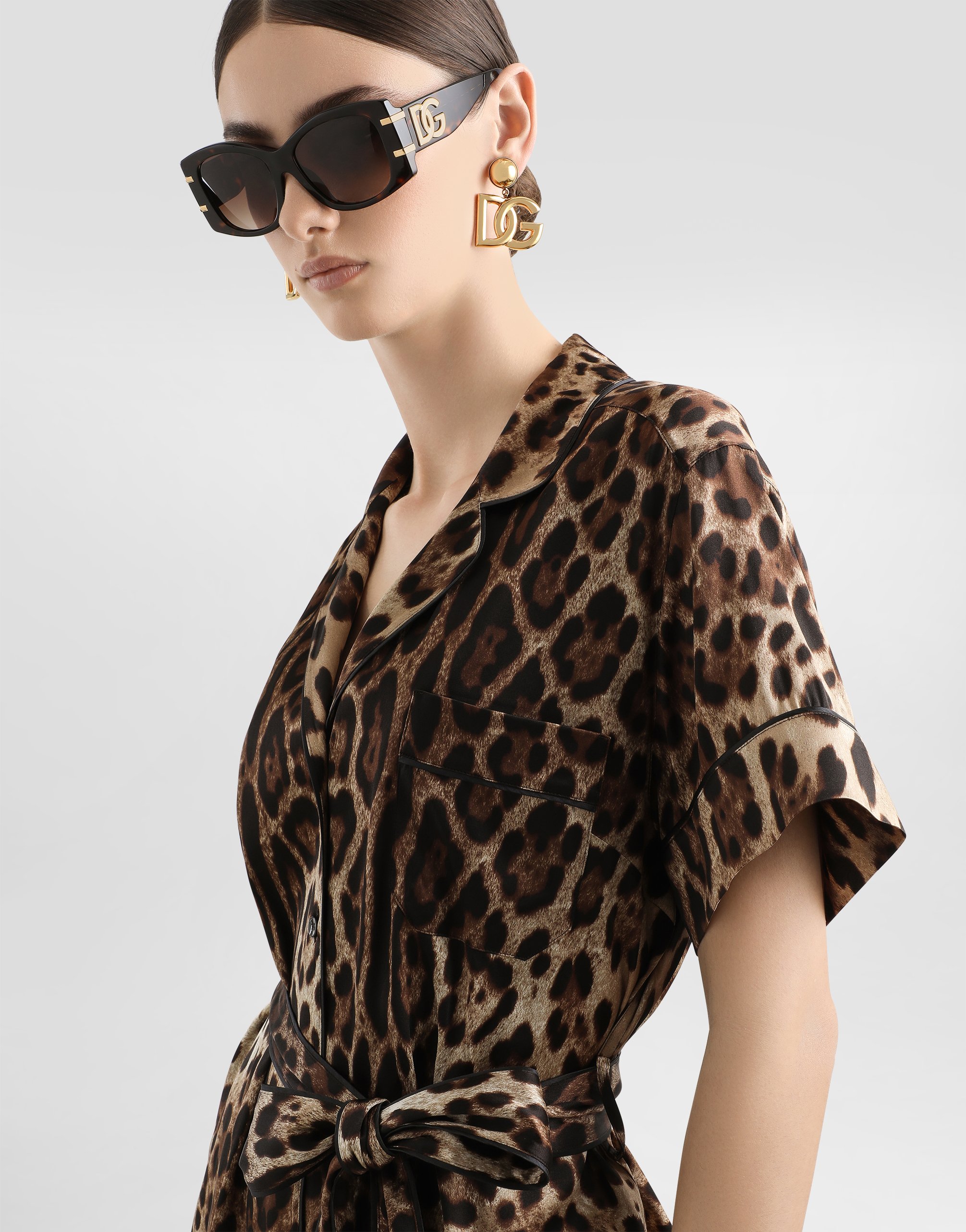 Belted silk shirt
