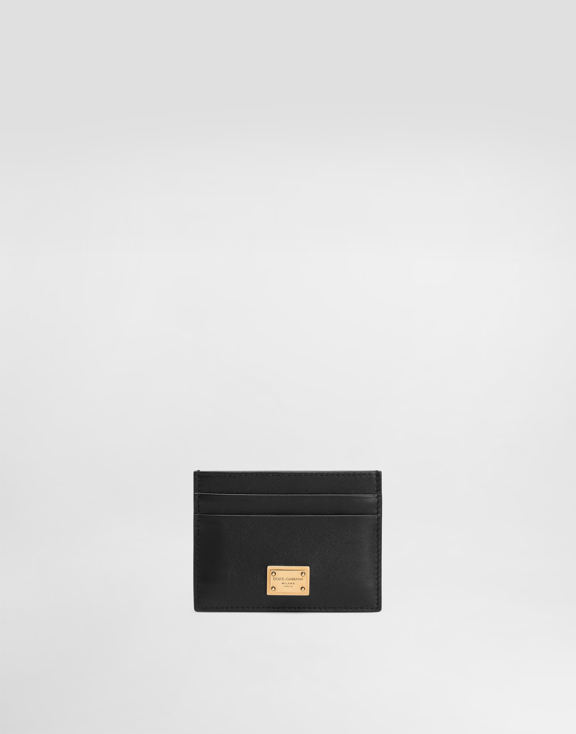 Dolce & Gabbana Plongé Calfskin Card Holder In Black
