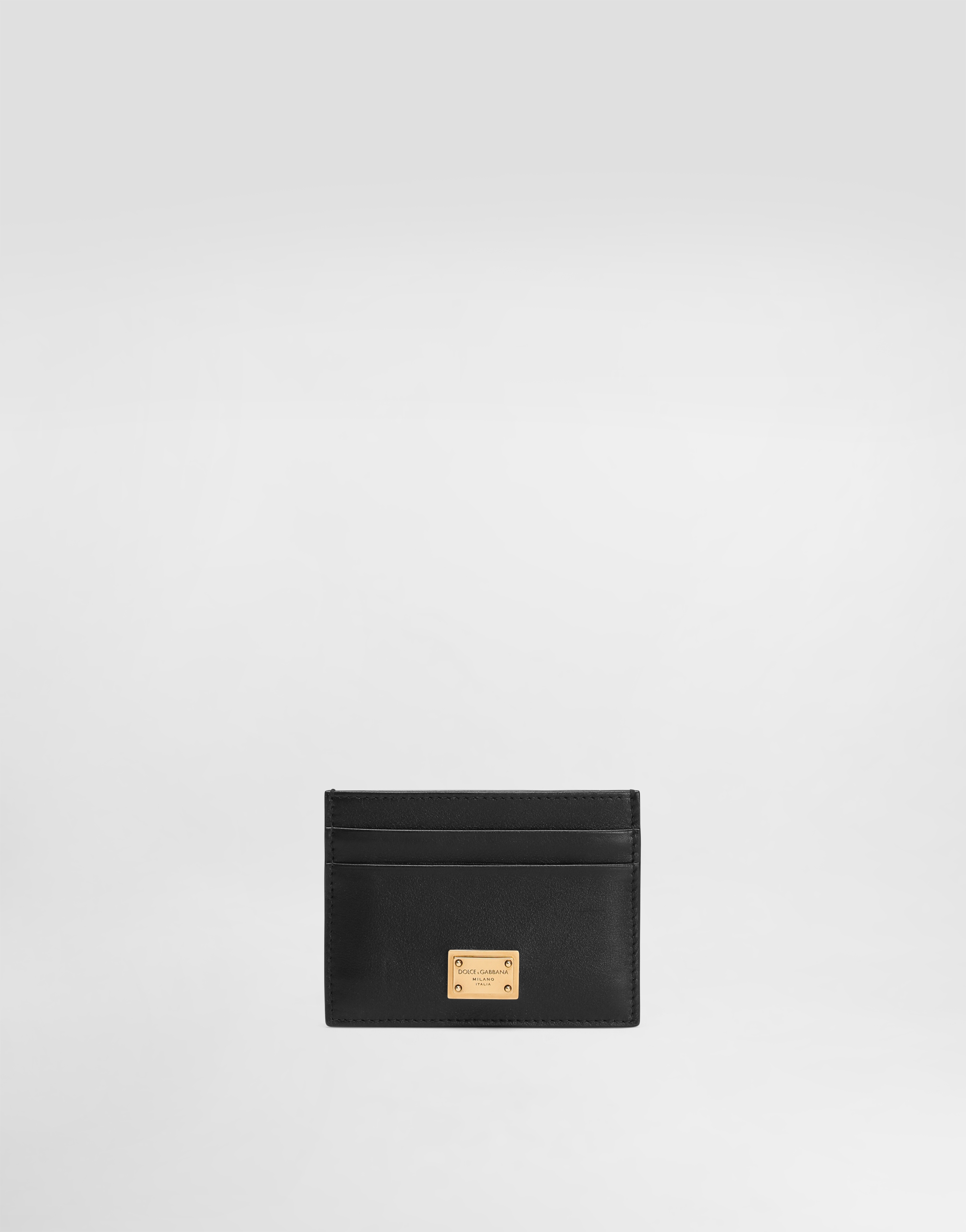 Dolce & Gabbana Plongé Calfskin Card Holder In Black