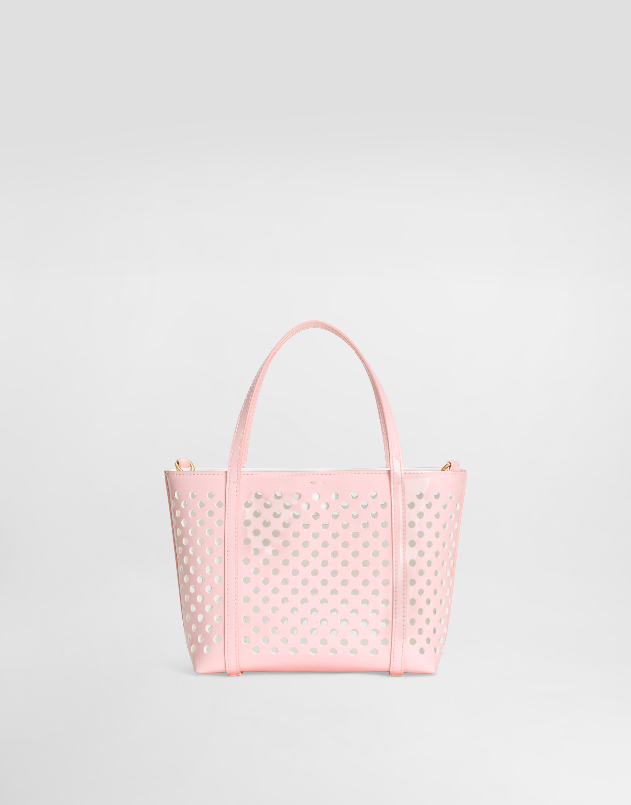 Dolce & Gabbana Perforated Patent Leather Shoulder Bag In Pink