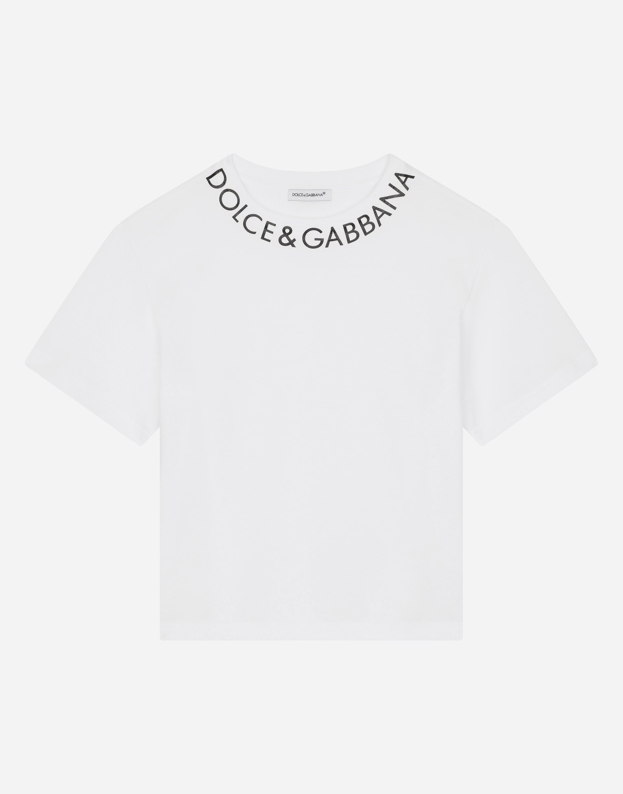 Dolce & Gabbana Kids' Jersey T-shirt With Logo Print In White