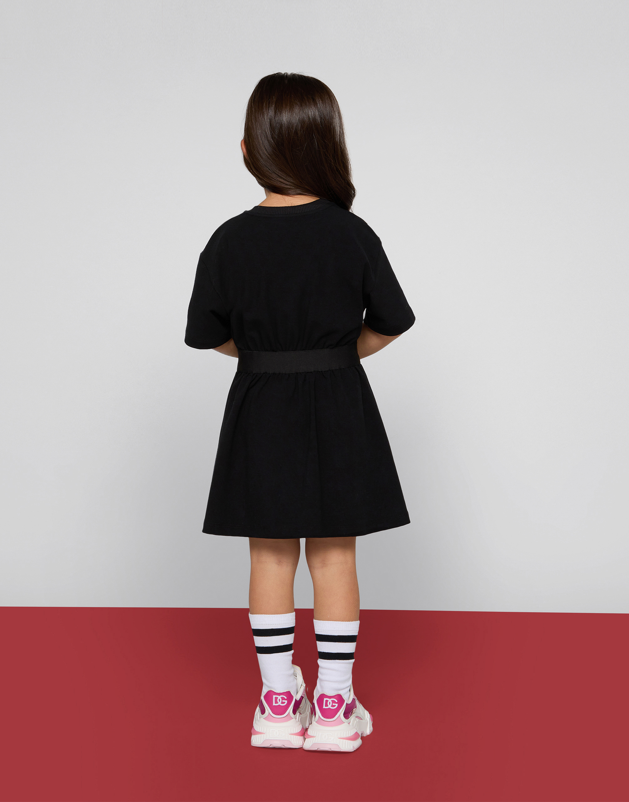 Dolce & Gabbana Interlock Dress With Branded Elastic In Black