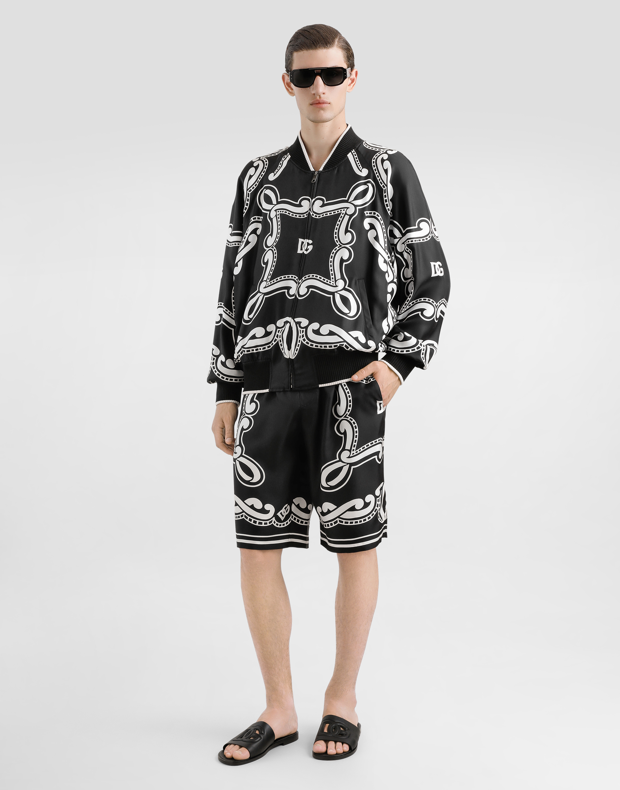 Dolce & Gabbana Elastic Drawstring Waist Shorts In Print