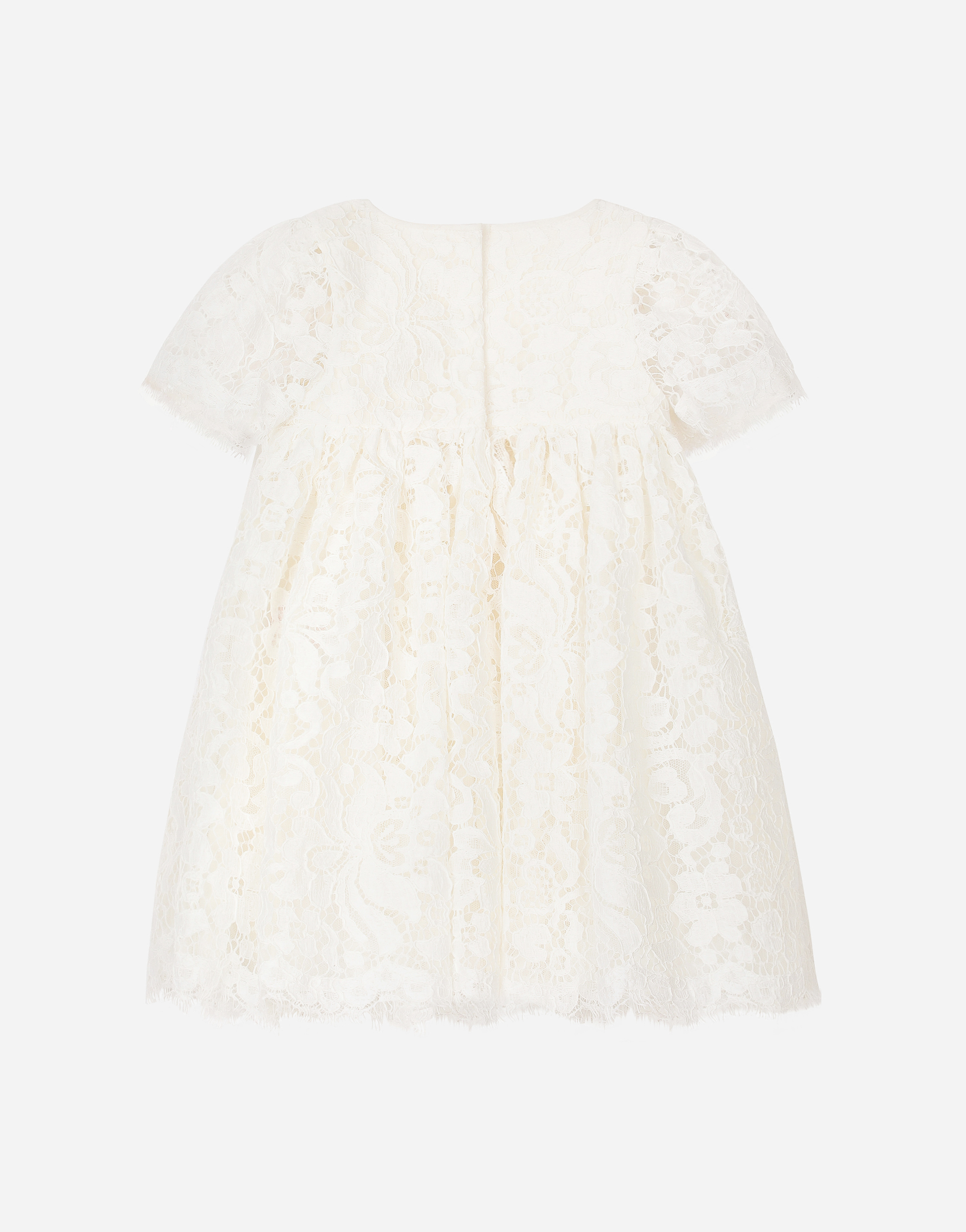  Dolce & Gabbana Dolce & Gabbana Empire-line Lace Christening Dress With Short Sleeves - Man Dresses White Lace 6 Months 