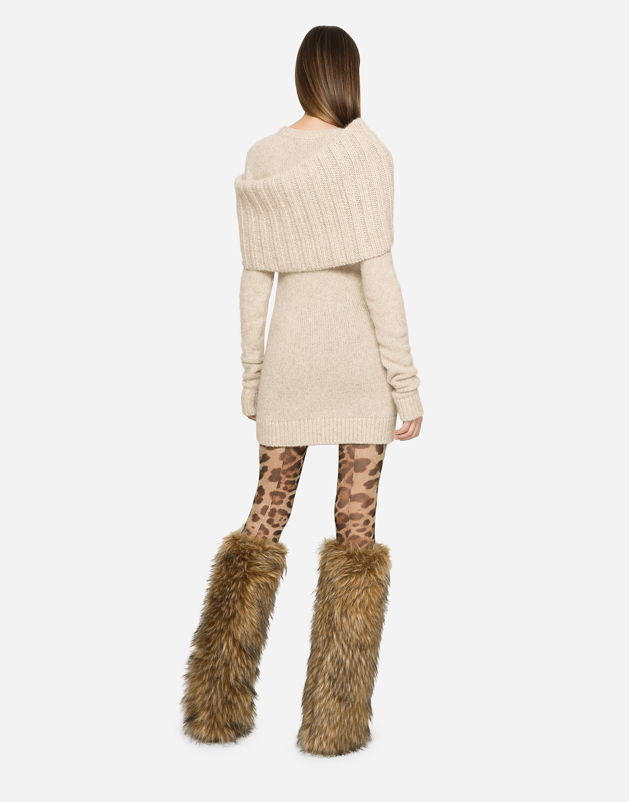 DOLCE & GABBANA LLAMA WOOL ROUND-NECK DRESS