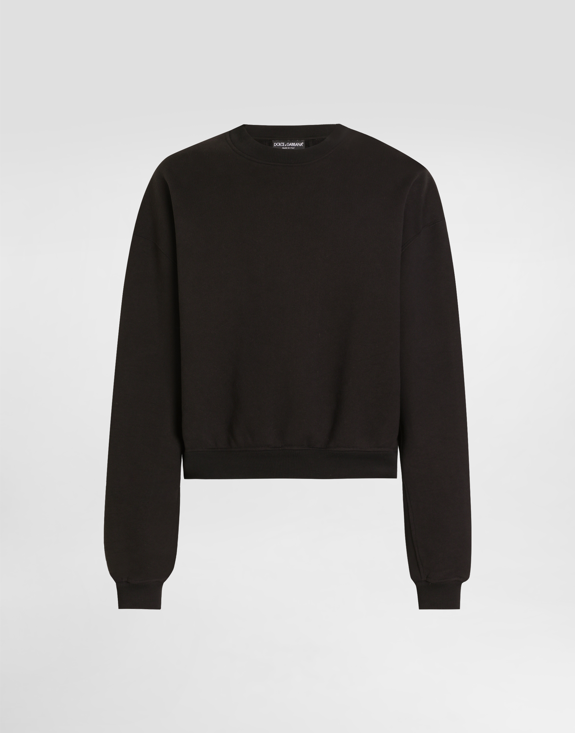 Dolce & Gabbana Cropped Oversized Long Sleeve Sweatshirt In Black