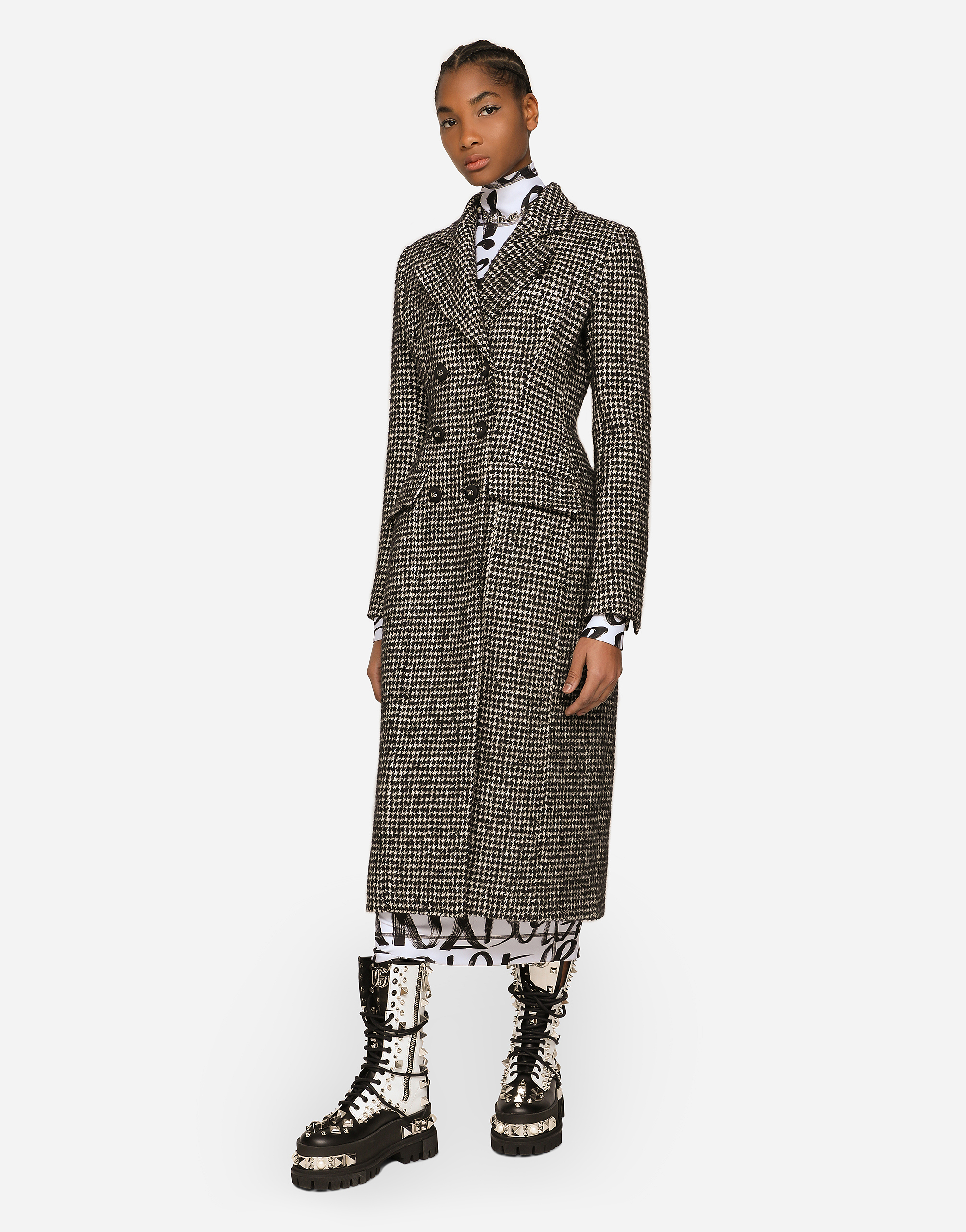 DOLCE & GABBANA DOUBLE-BREASTED HOUNDSTOOTH COAT