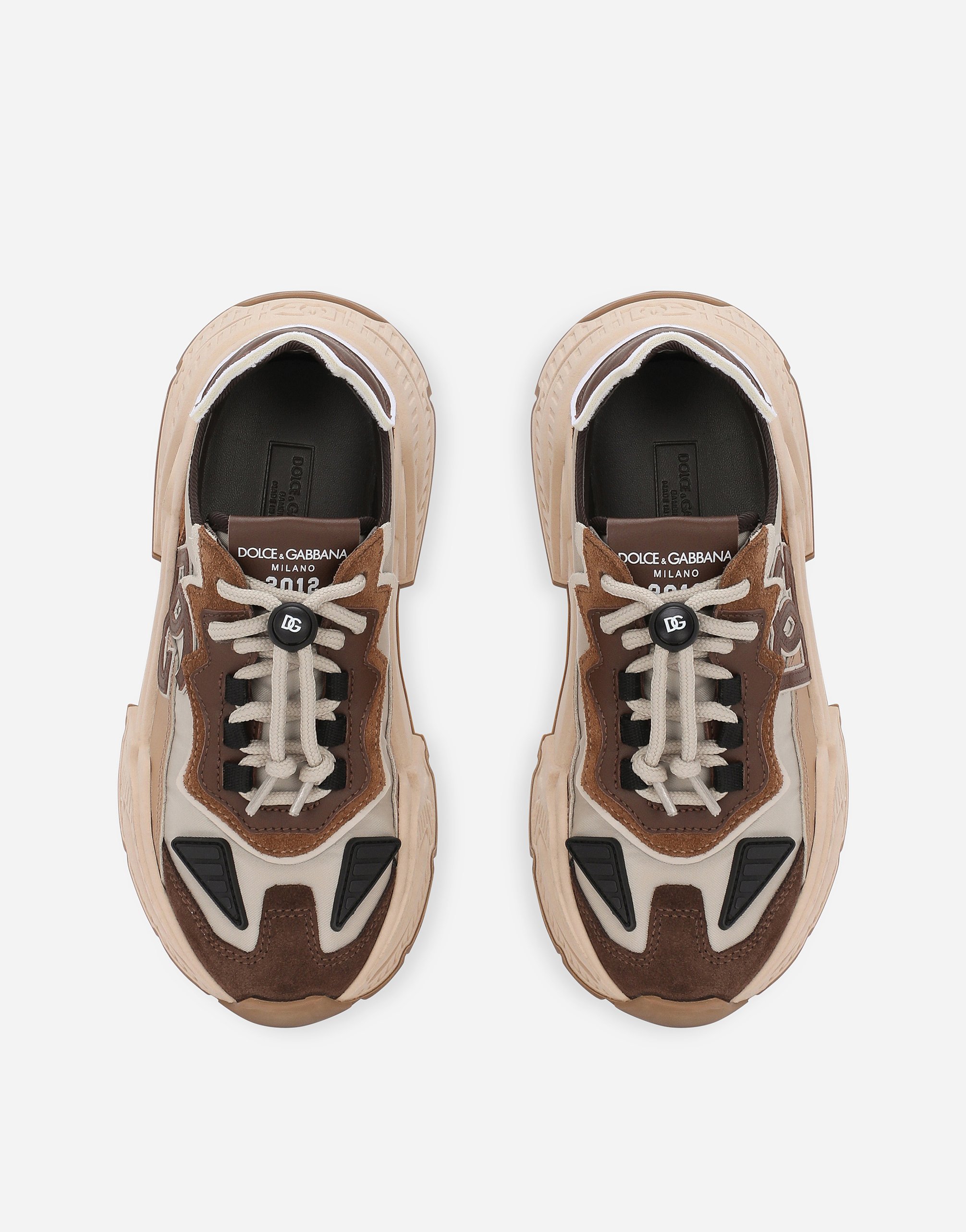 Dolce & Gabbana Nylon Daymaster Sneakers With Dg Logo In Beige