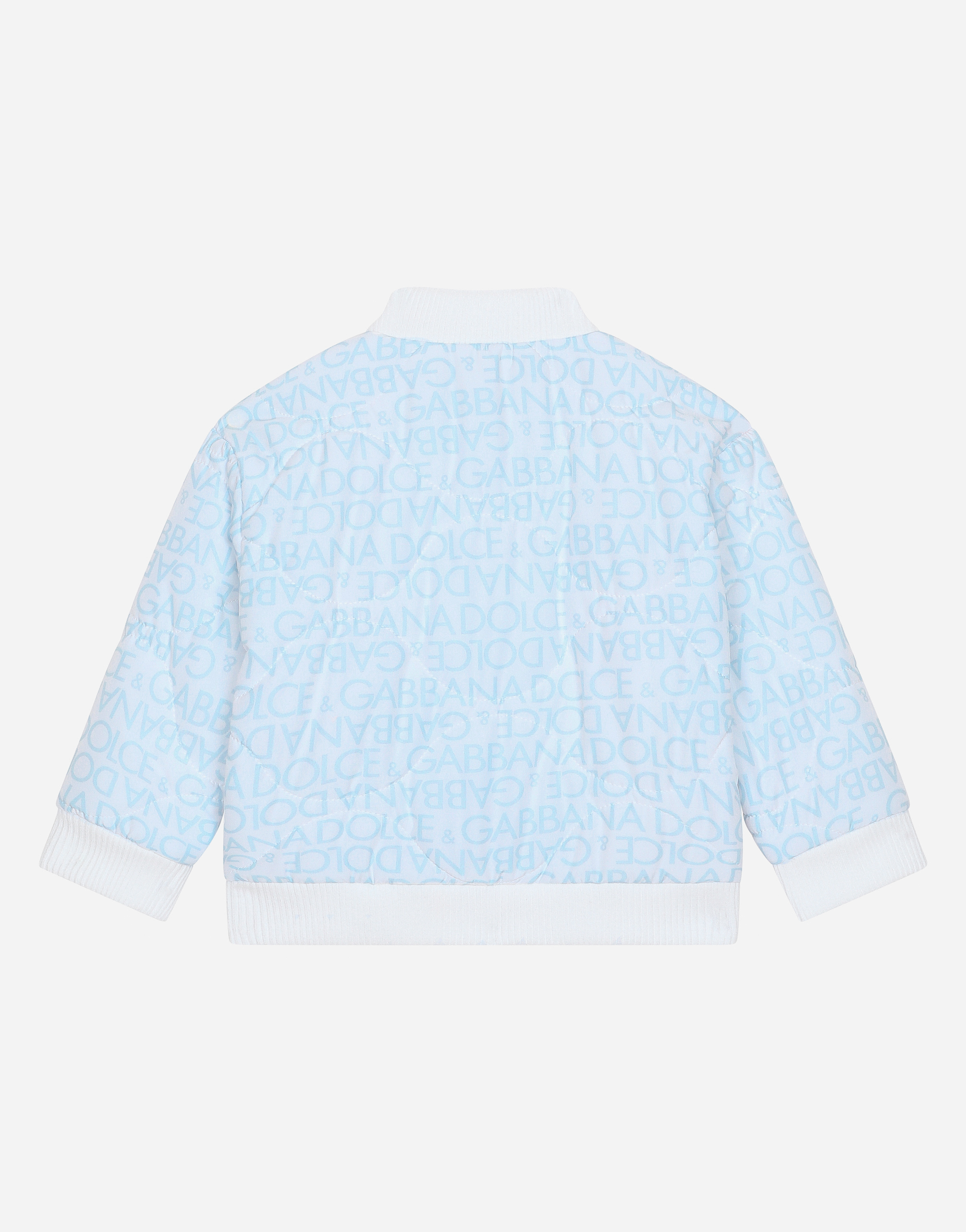 Short jacket with all-over logo print
