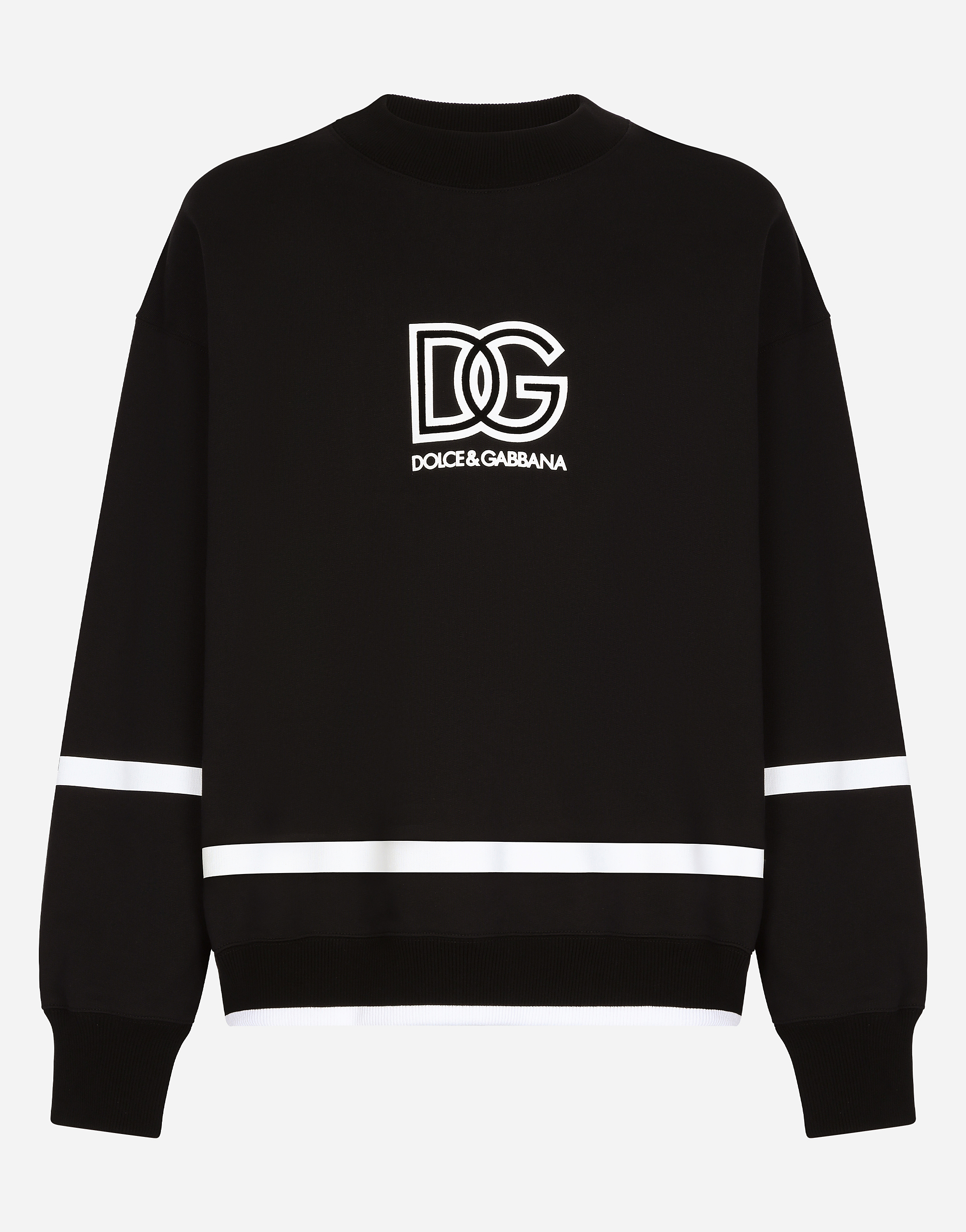 Dolce & Gabbana Round-neck Sweatshirt With Dg Logo In Black