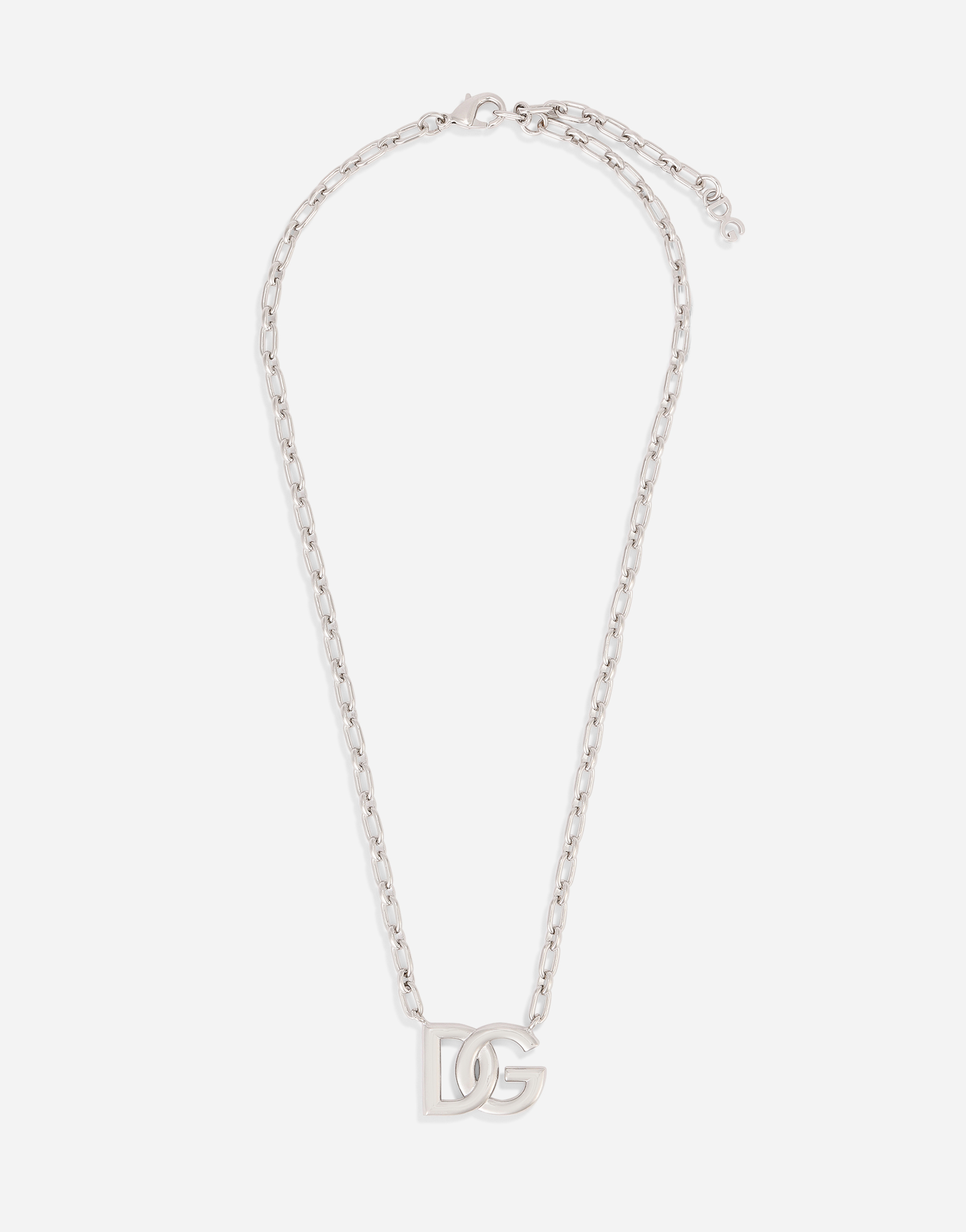DOLCE&GABBANA♡ シルバー 'DG' Logo リンク チョーカー シルバーのメンズ チェーンチョーカーネックレス DGロゴ