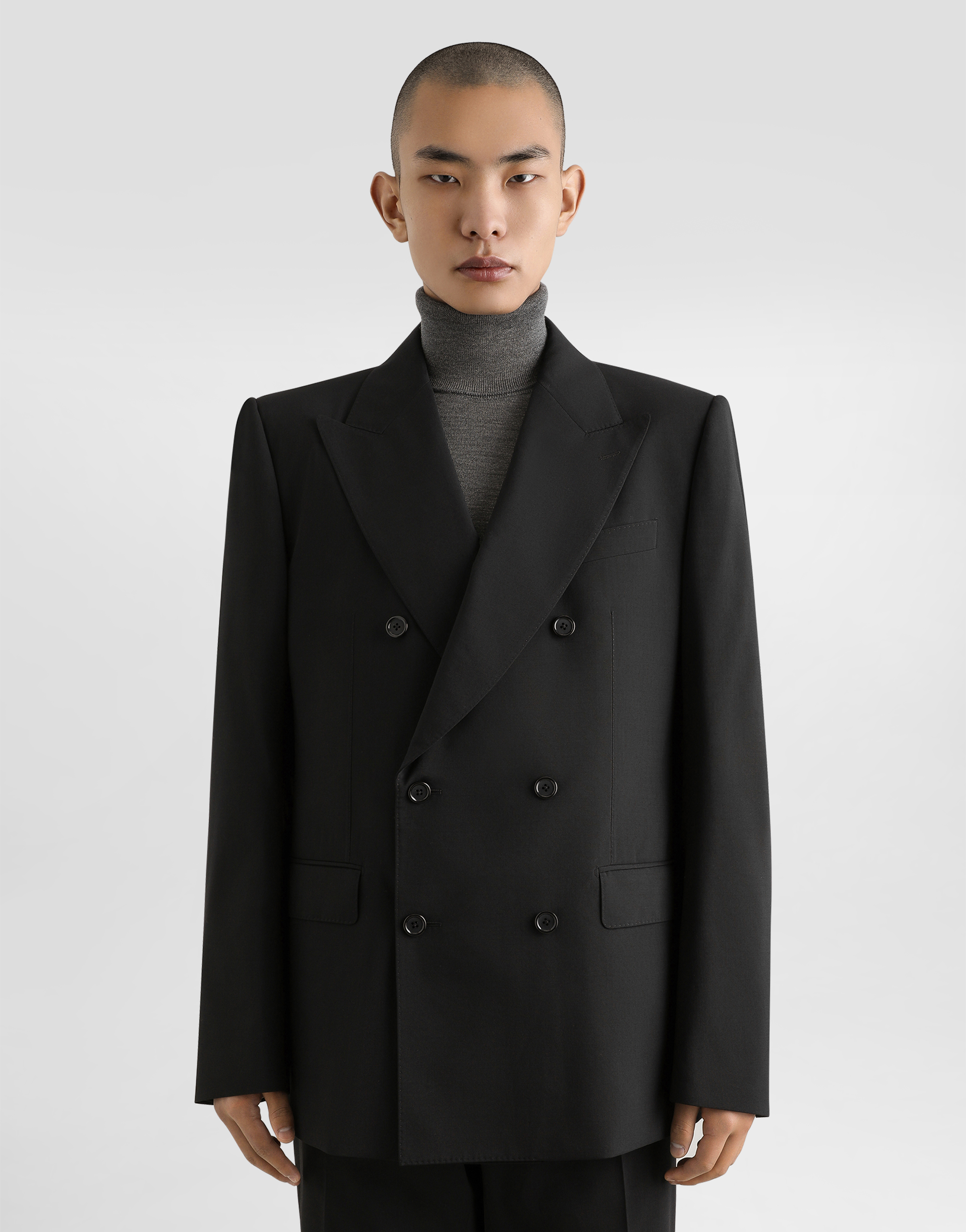 DOLCE & GABBANA DOUBLE-BREASTED STRETCH WOOL SICILIA-FIT SUIT