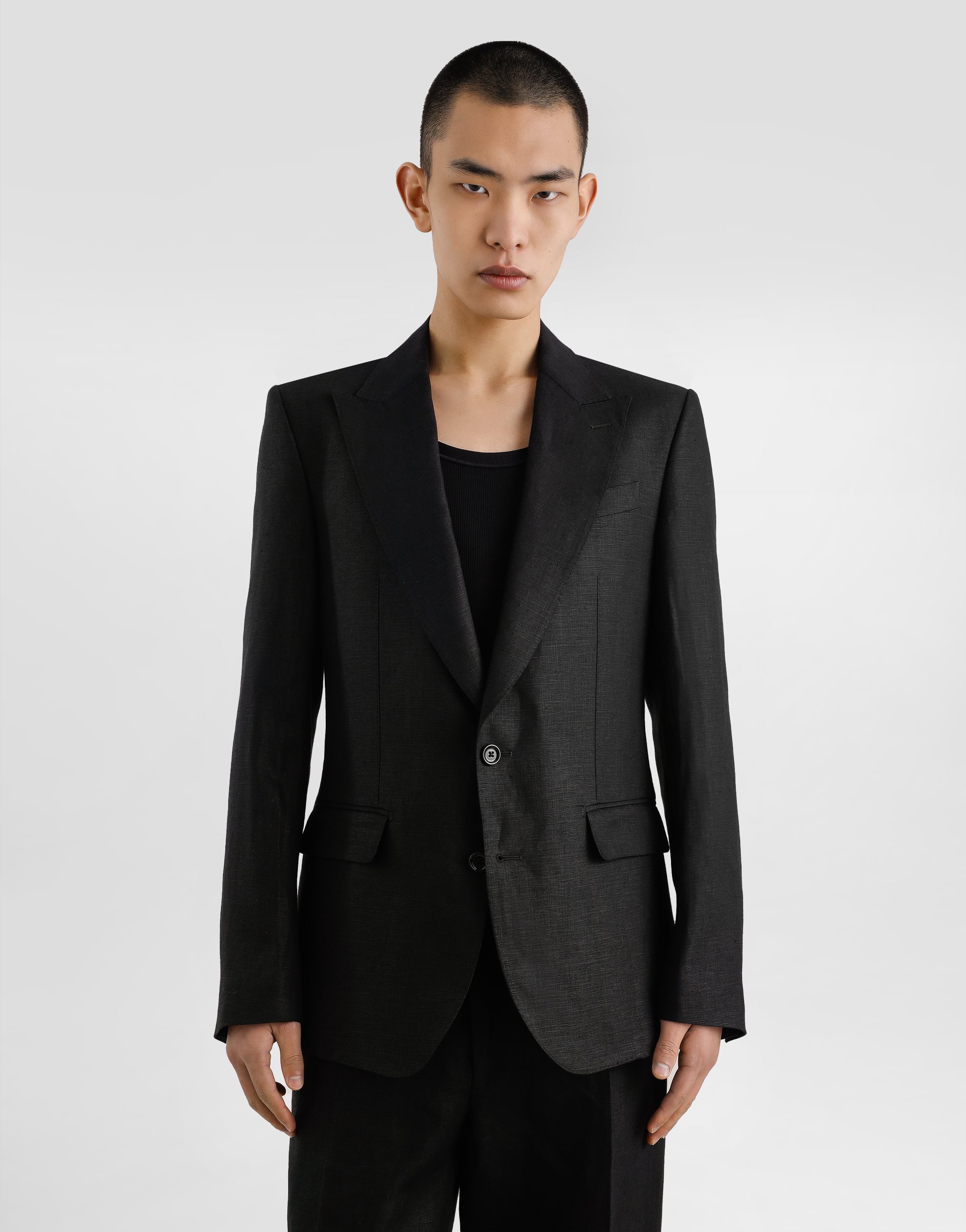 Single-breasted linen fabric jacket