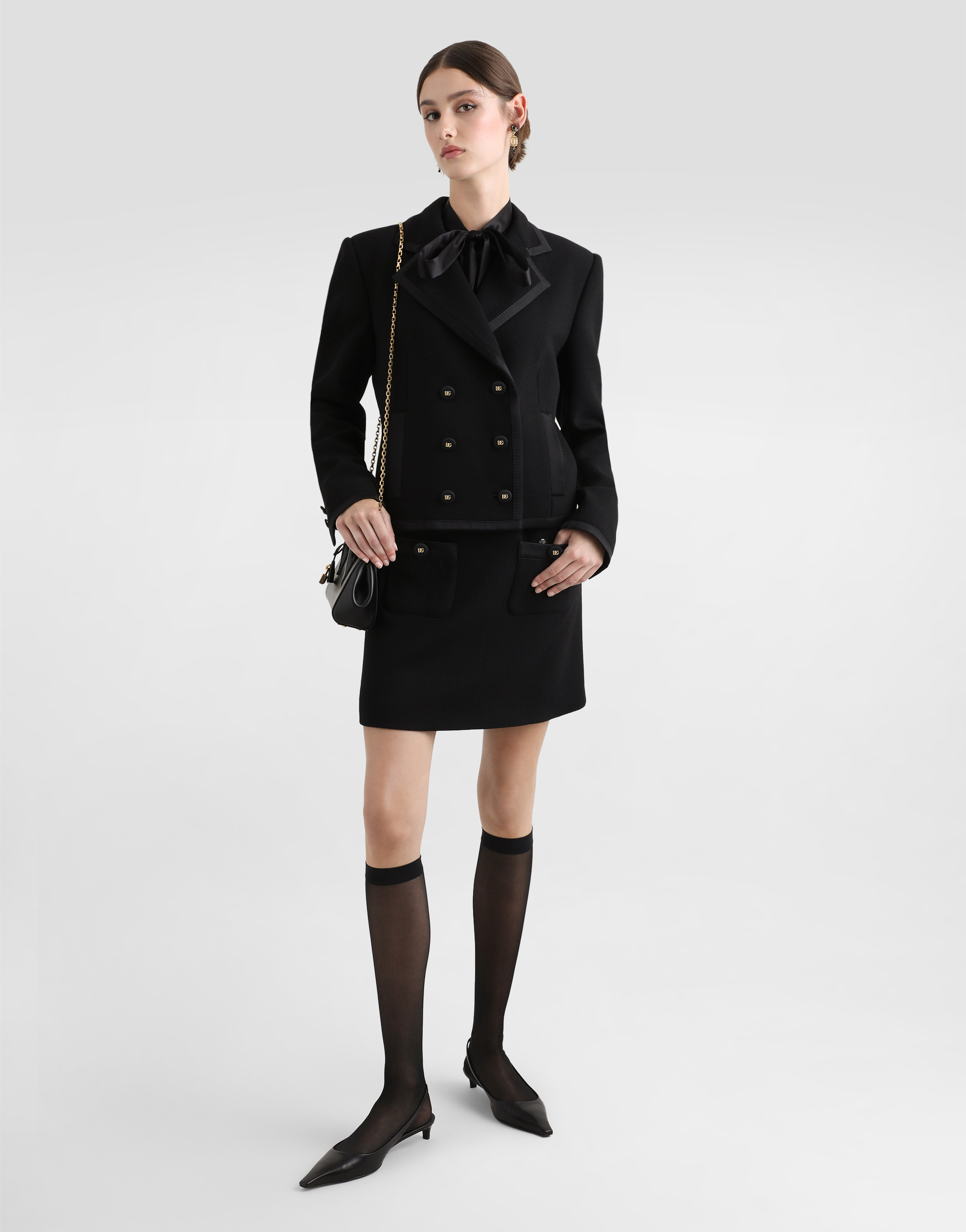 Dolce & Gabbana High-neck Silk Chiffon Blouse In Black