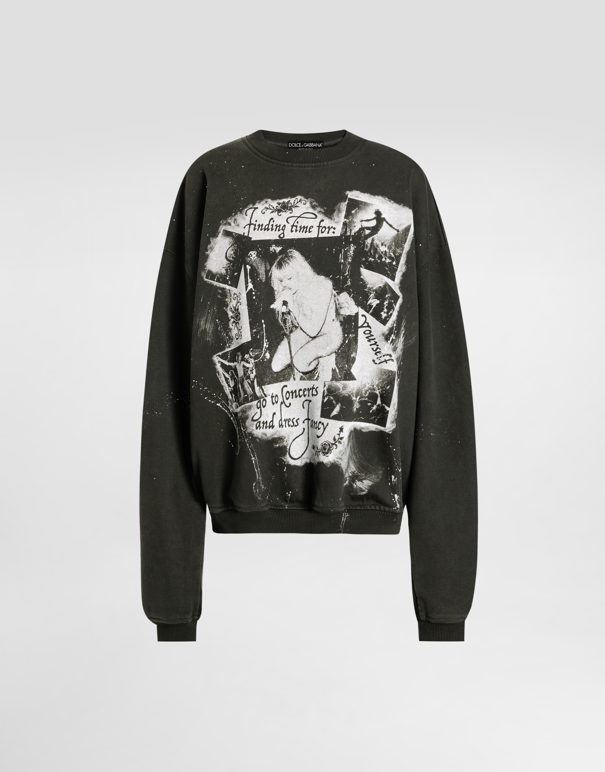 Dolce & Gabbana Cotton Crew Neck Sweatshirt With Print In Multi