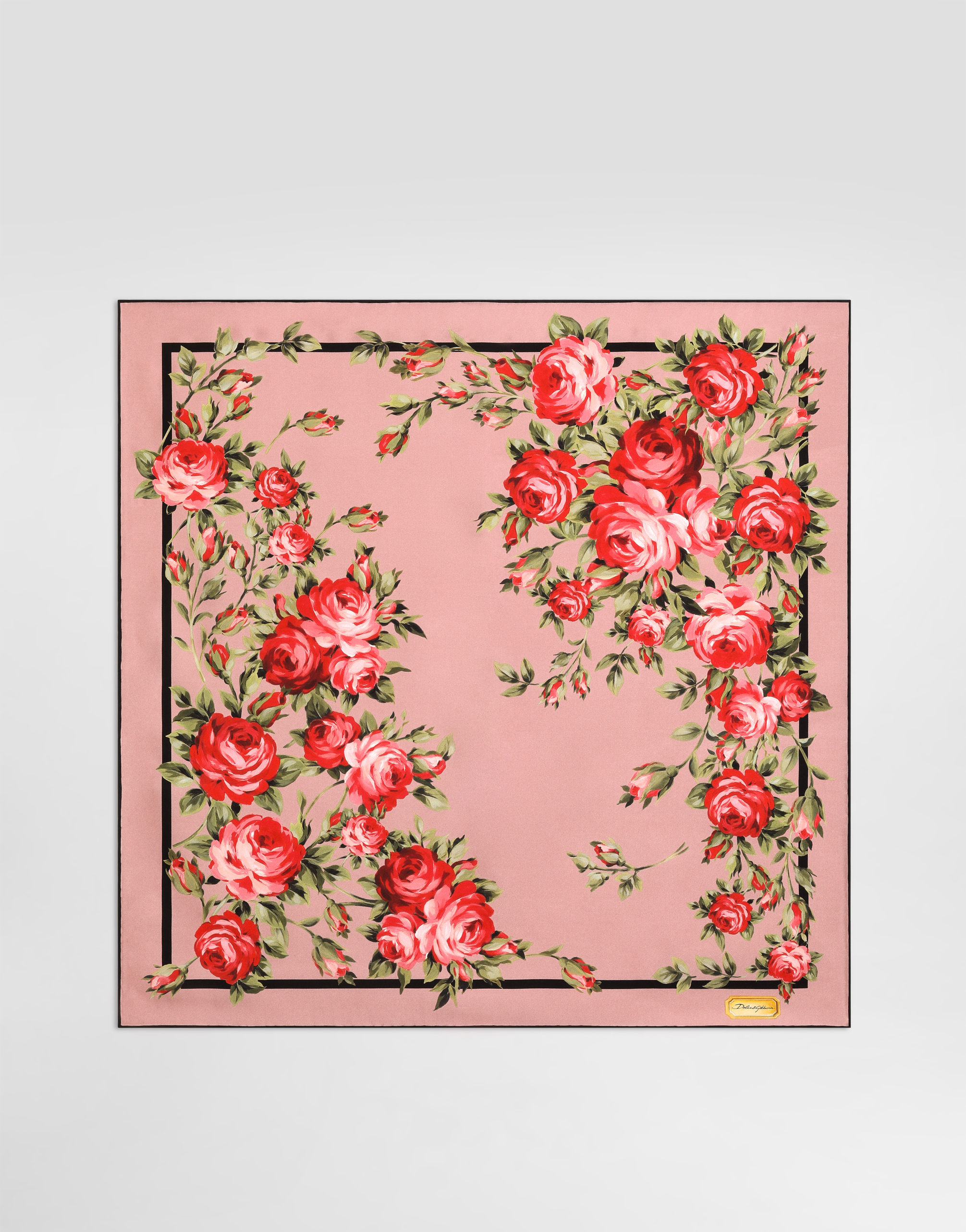 DOLCE&GABBANA - DOLCE&GABBANA 極美品 ピオニーローズ レース シルク アンサンブル Rose bouquet-print silk twill scarf 70x70 in Multicolor for Women