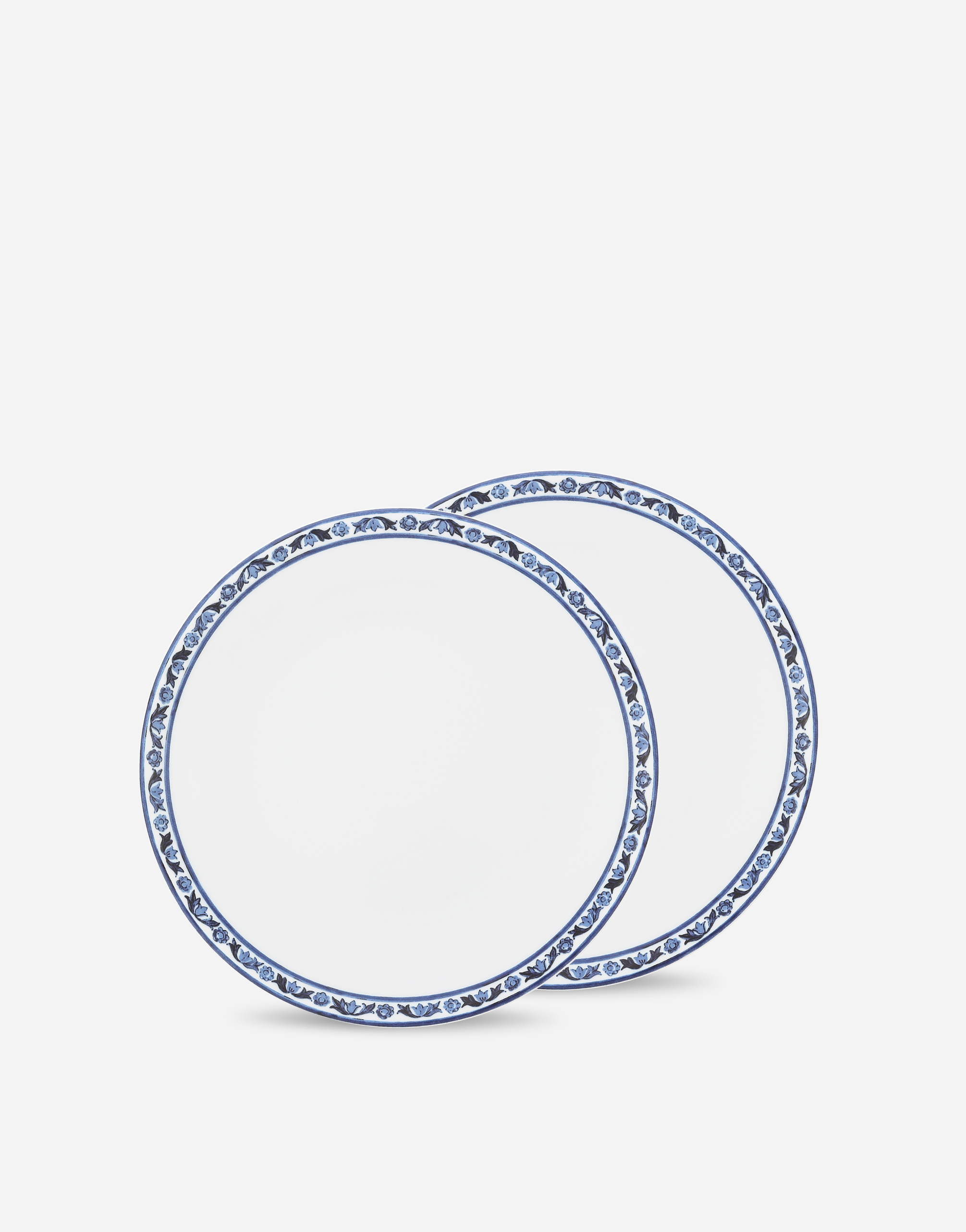 Dolce & Gabbana Set 2 Porcelain Dessert Plates In Multicolor