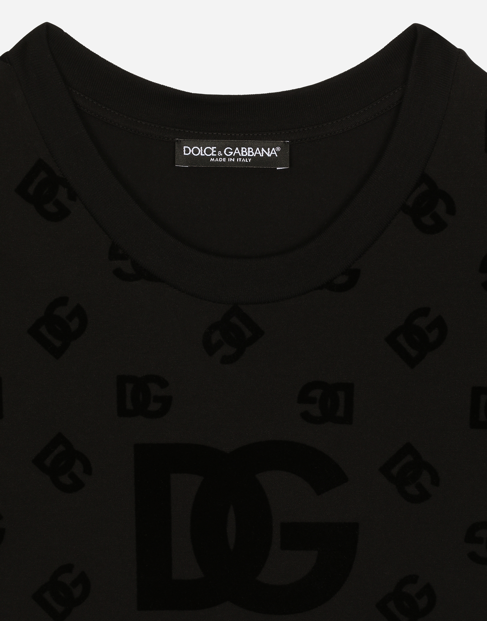 Jersey T-shirt with all-over flocked DG logo
