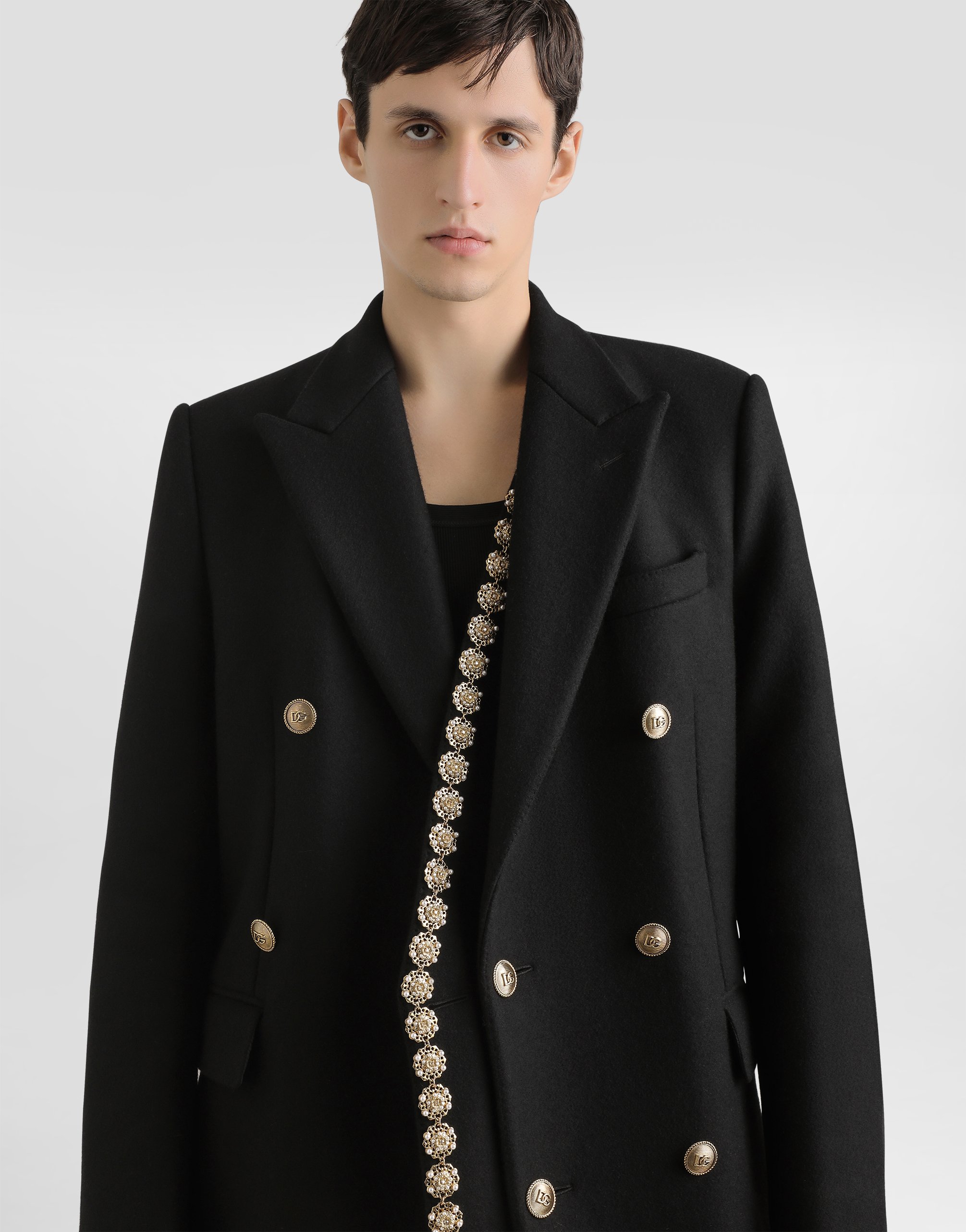 Double-breasted embellished coat