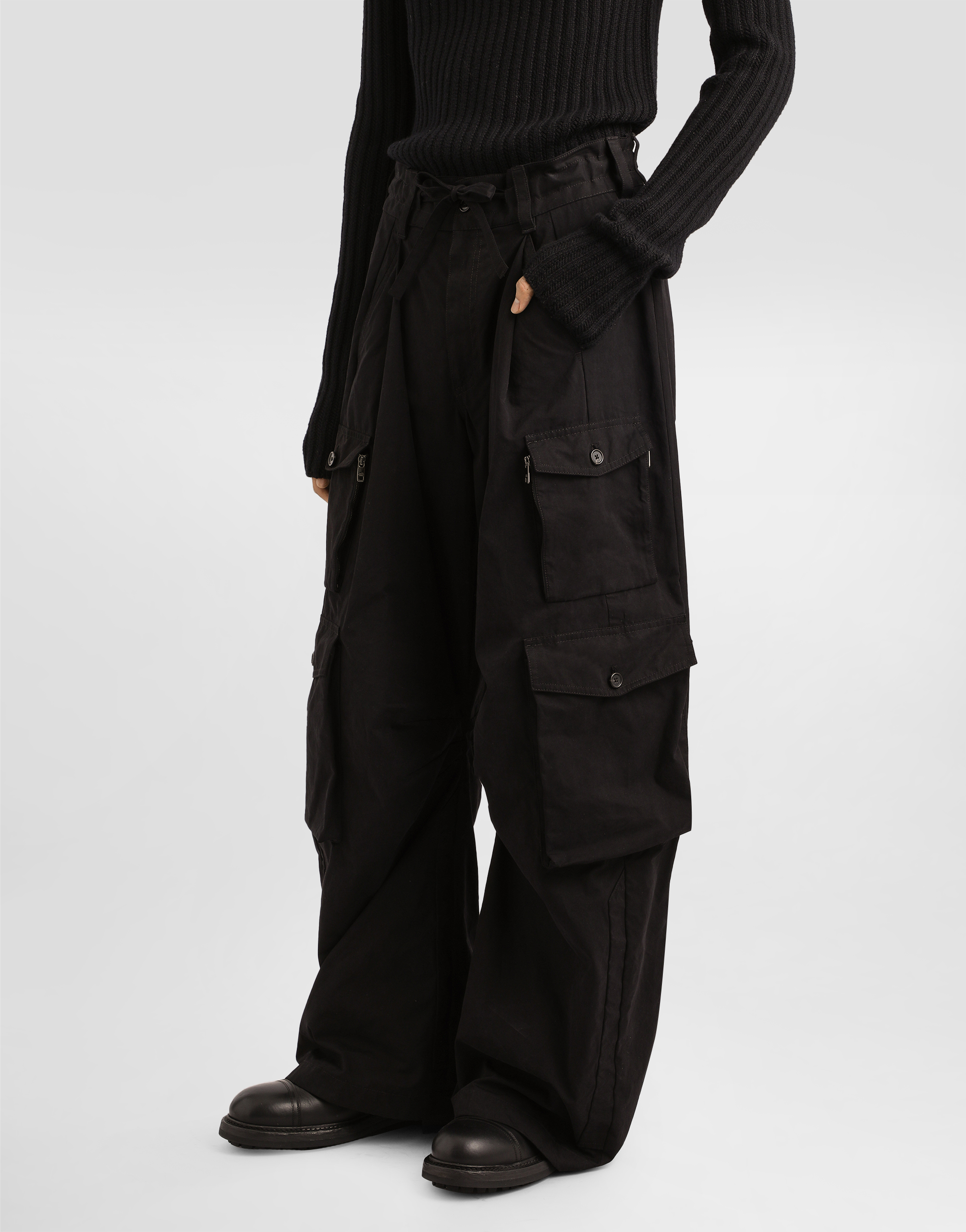 Dolce & Gabbana Faille Cargo Trousers In Black