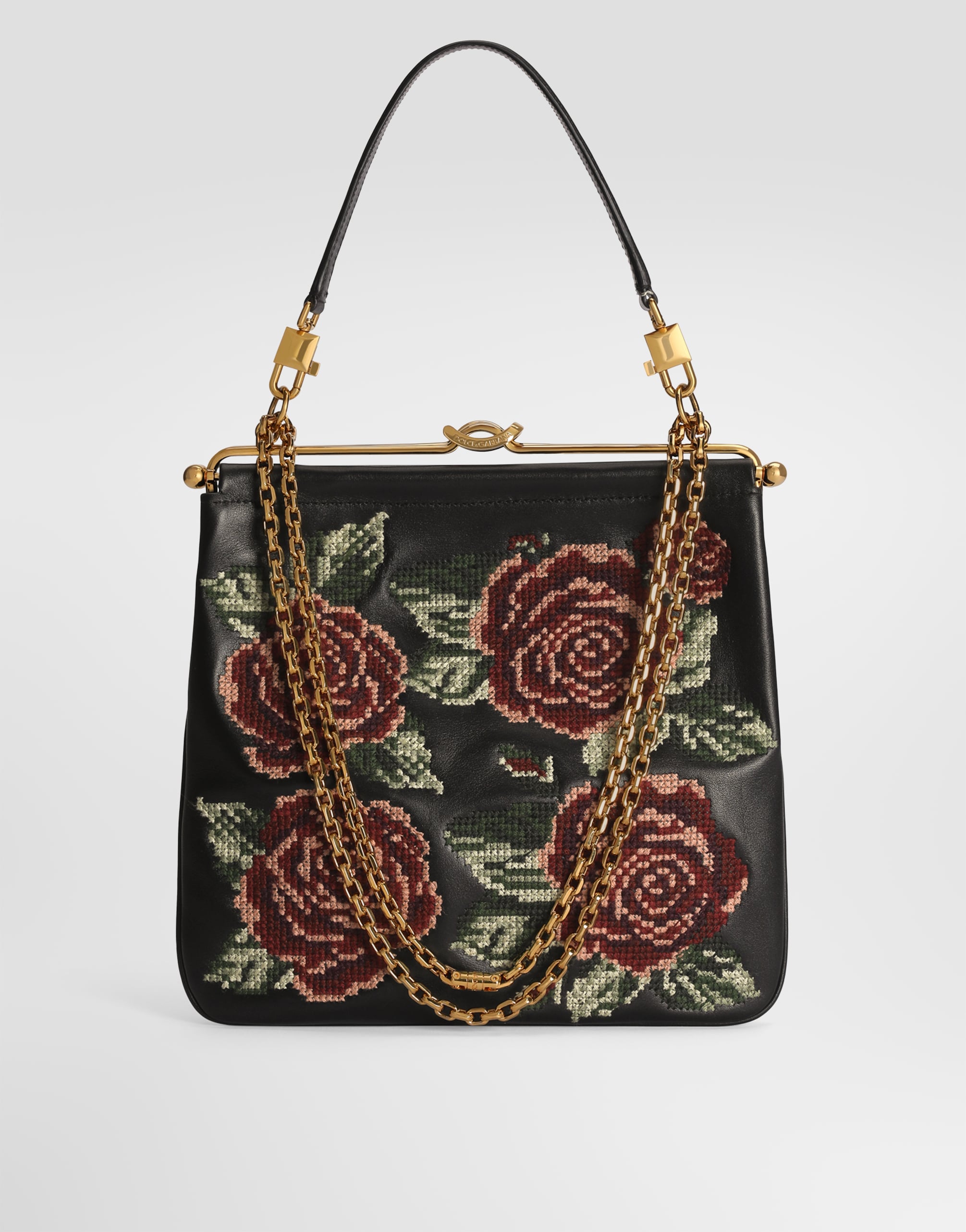 Dina shoulder and crossbody bag with fine stitch embroidery in