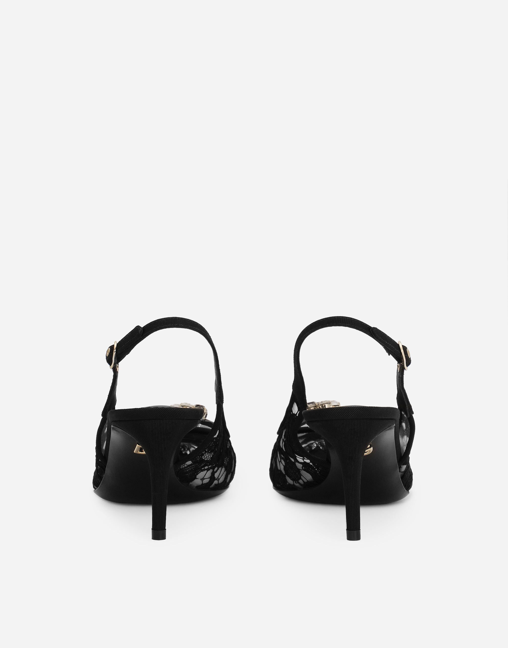 Dolce & Gabbana Rainbow Lace Slingbacks In Lurex Lace In Black