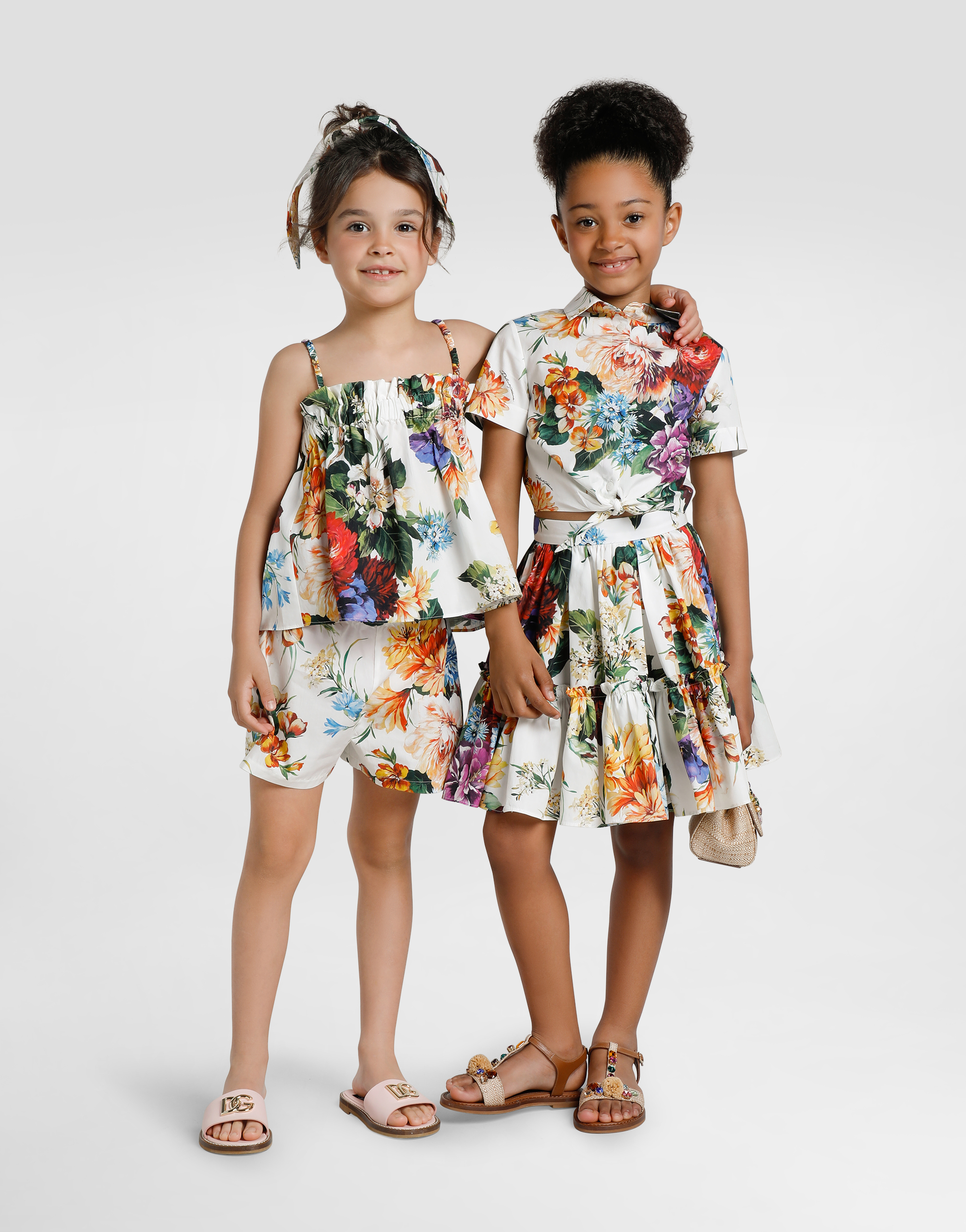 Flower-print poplin shirt