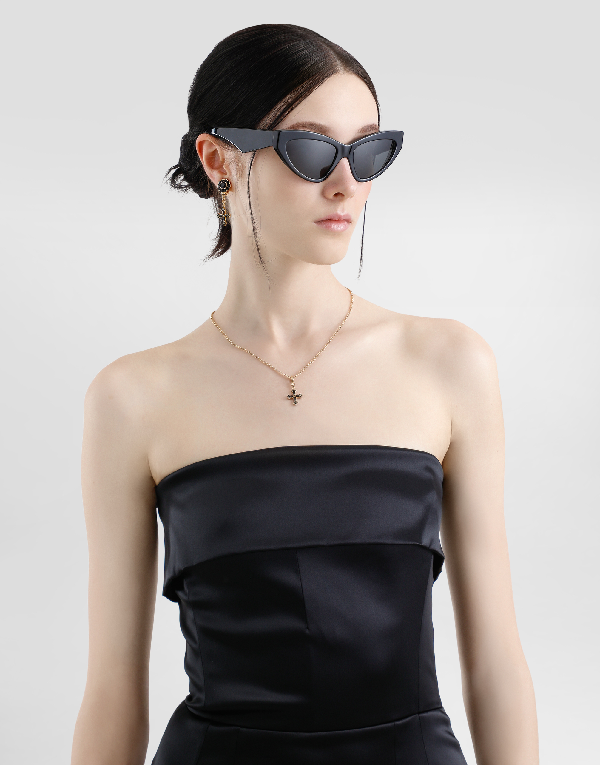 Dolce & Gabbana Satin-finish Midi Dress In Black