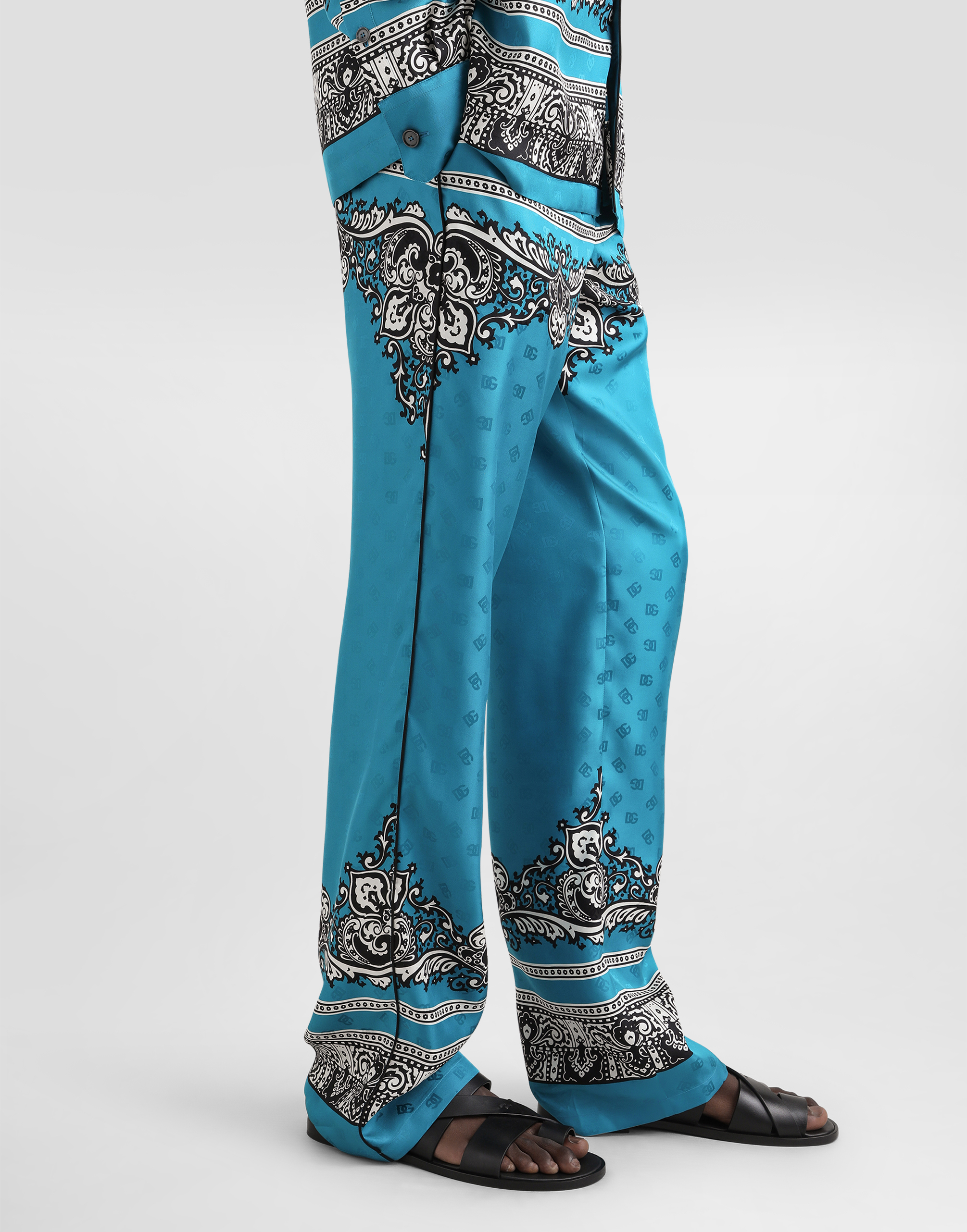 Silk pajama pants with bandanna print