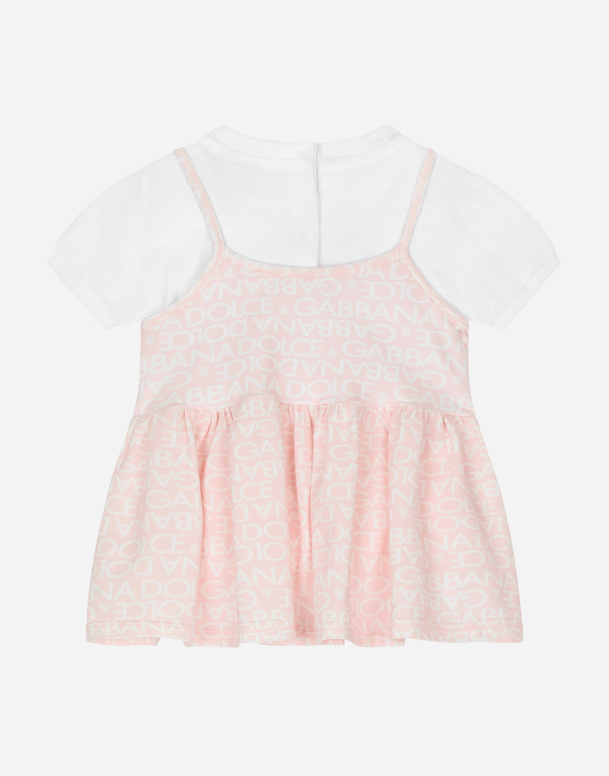 DOLCE & GABBANA SHORT-SLEEVED DRESS WITH ALL-OVER LOGO-PRINT