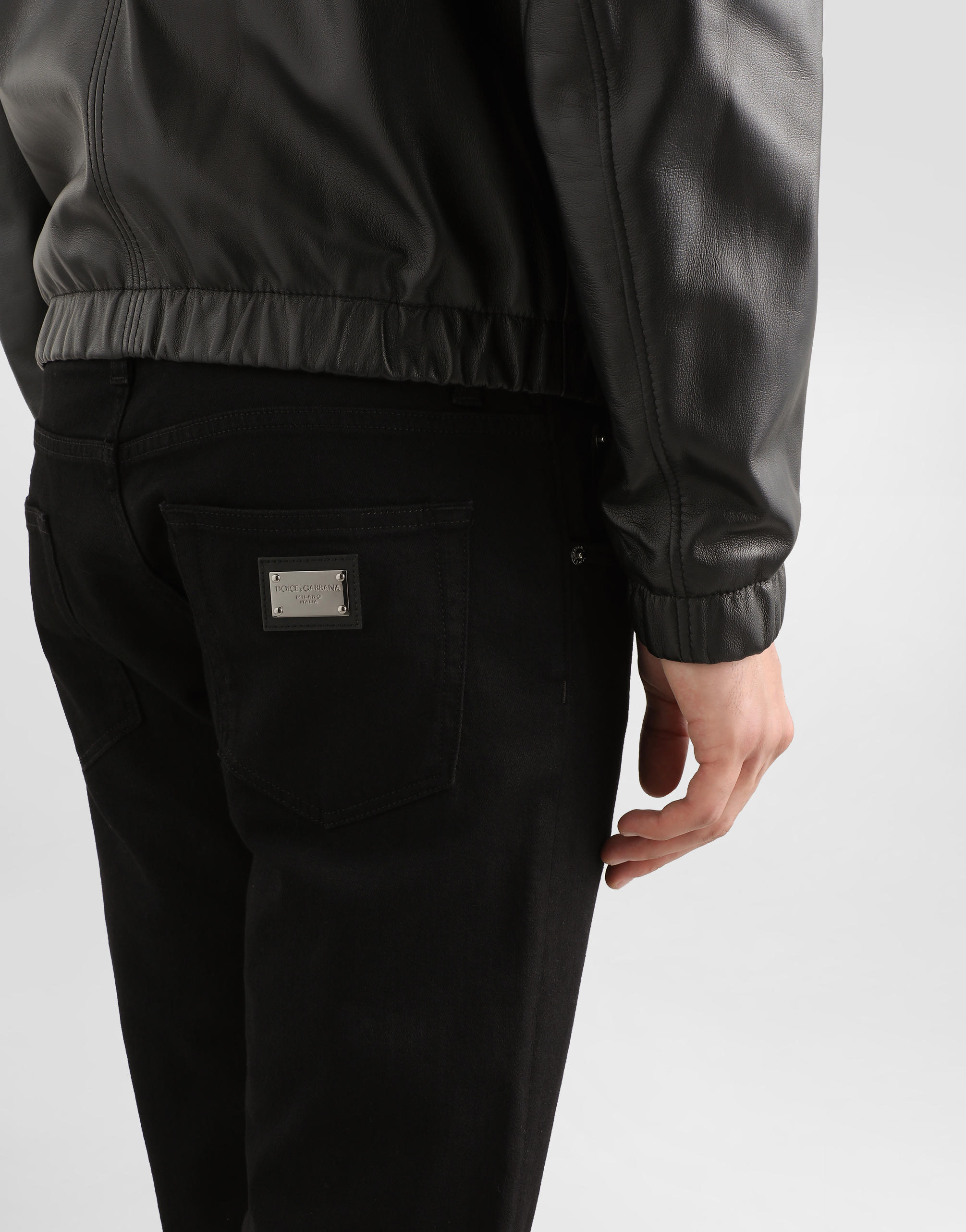 Washed black slim-fit stretch jeans