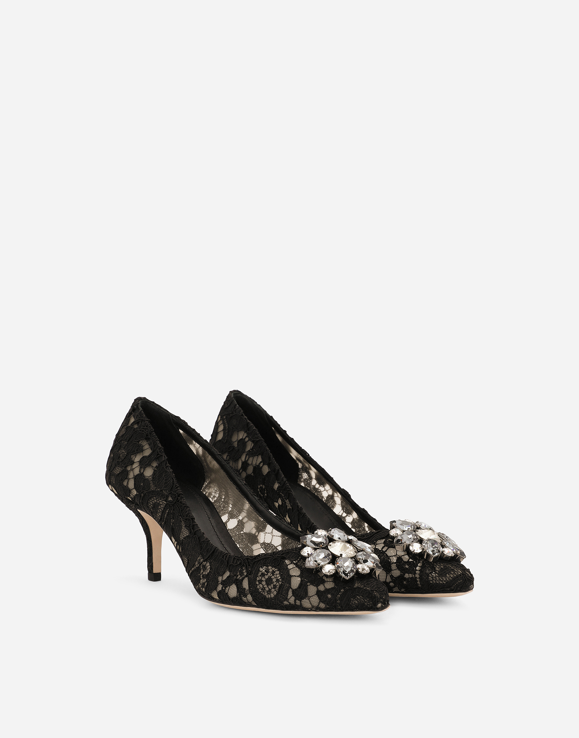  Dolce & Gabbana Lace Rainbow Pumps With Brooch Detailing - Frau Pumps Und Slingbacks Schwarz Spitze 34 