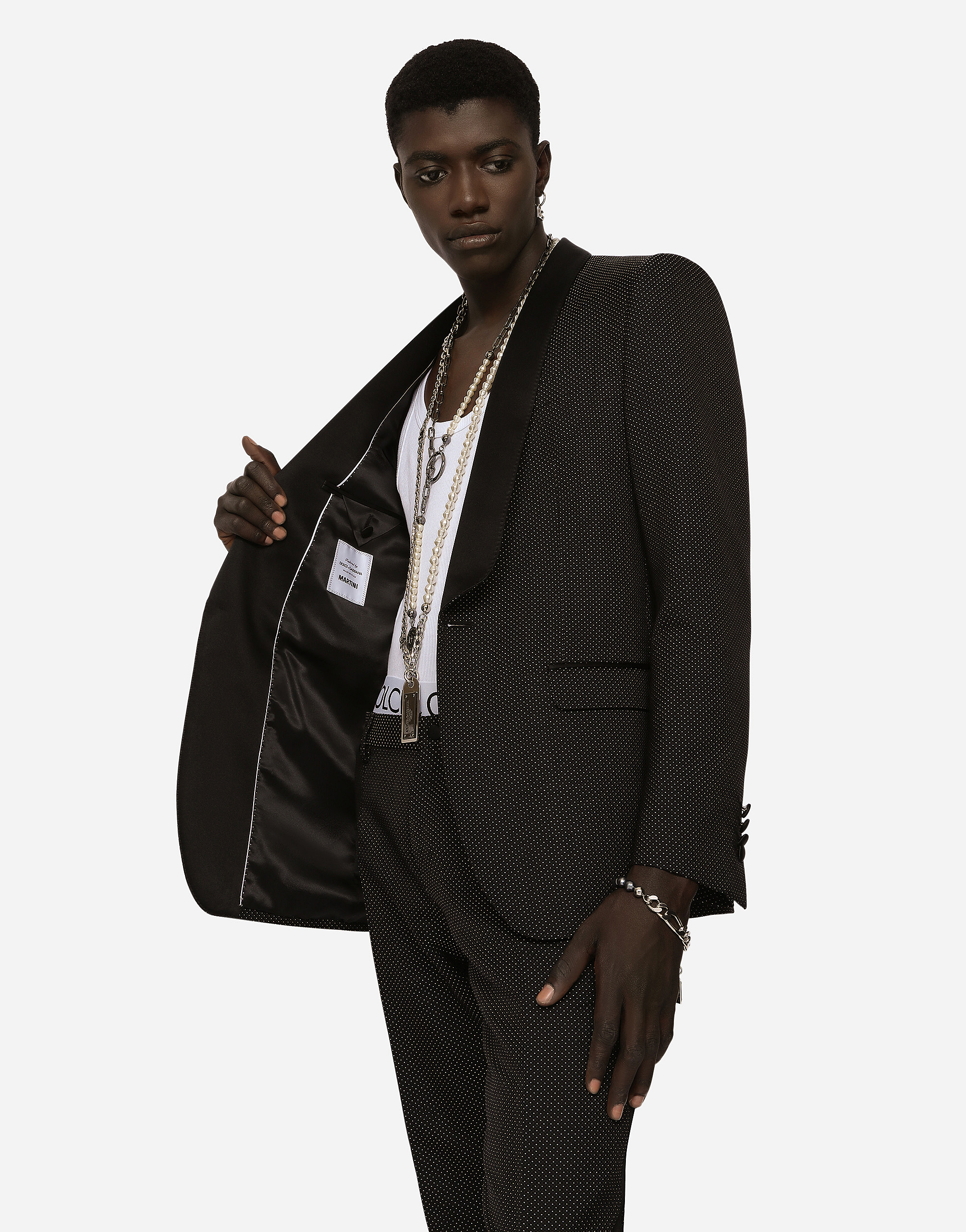 Dolce & Gabbana Stretch Wool Martini-fit Tuxedo Suit In Multicolor