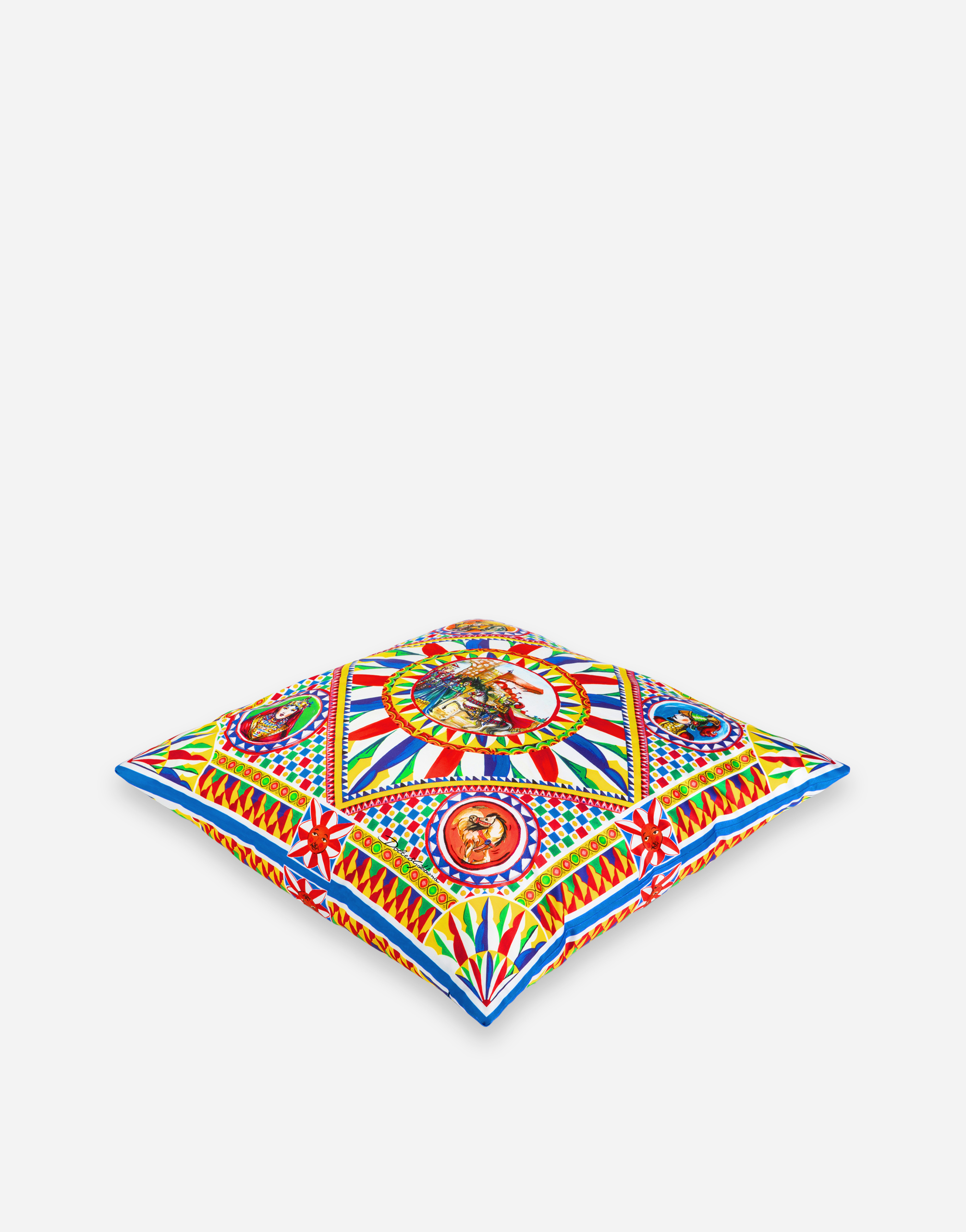 Dolce & Gabbana Duchesse Cotton Cushion Medium Multicolor Unisex Onesize In Multicolor