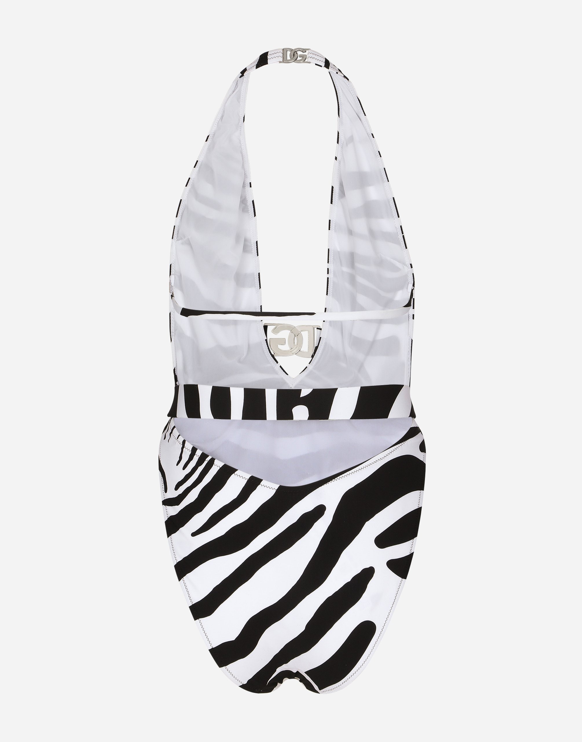 Dolce & Gabbana Zebra Print One Piece Swimwear In Multicolor