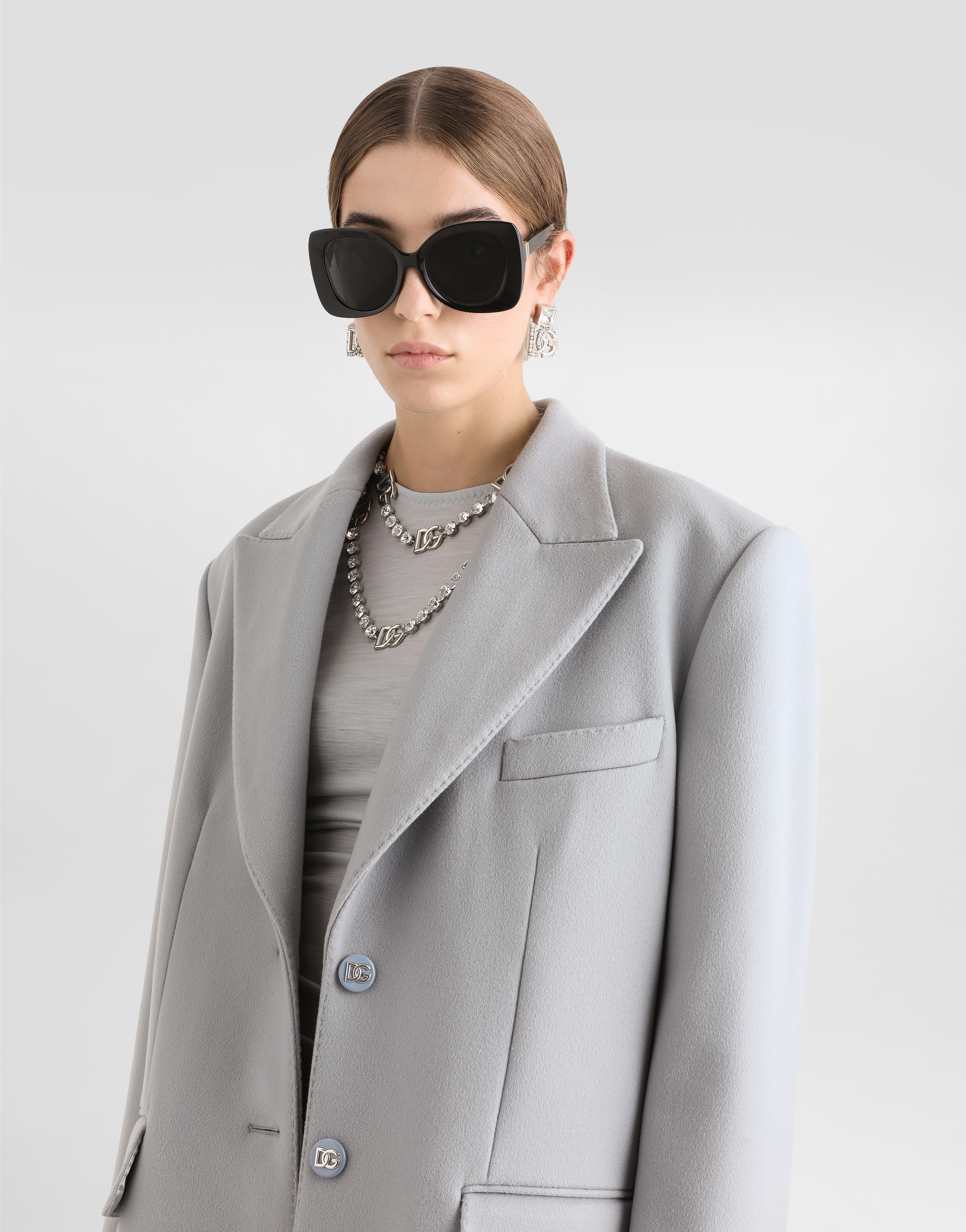 Dolce & Gabbana Oversize Single-breasted Cashmere Baize Coat In Grey