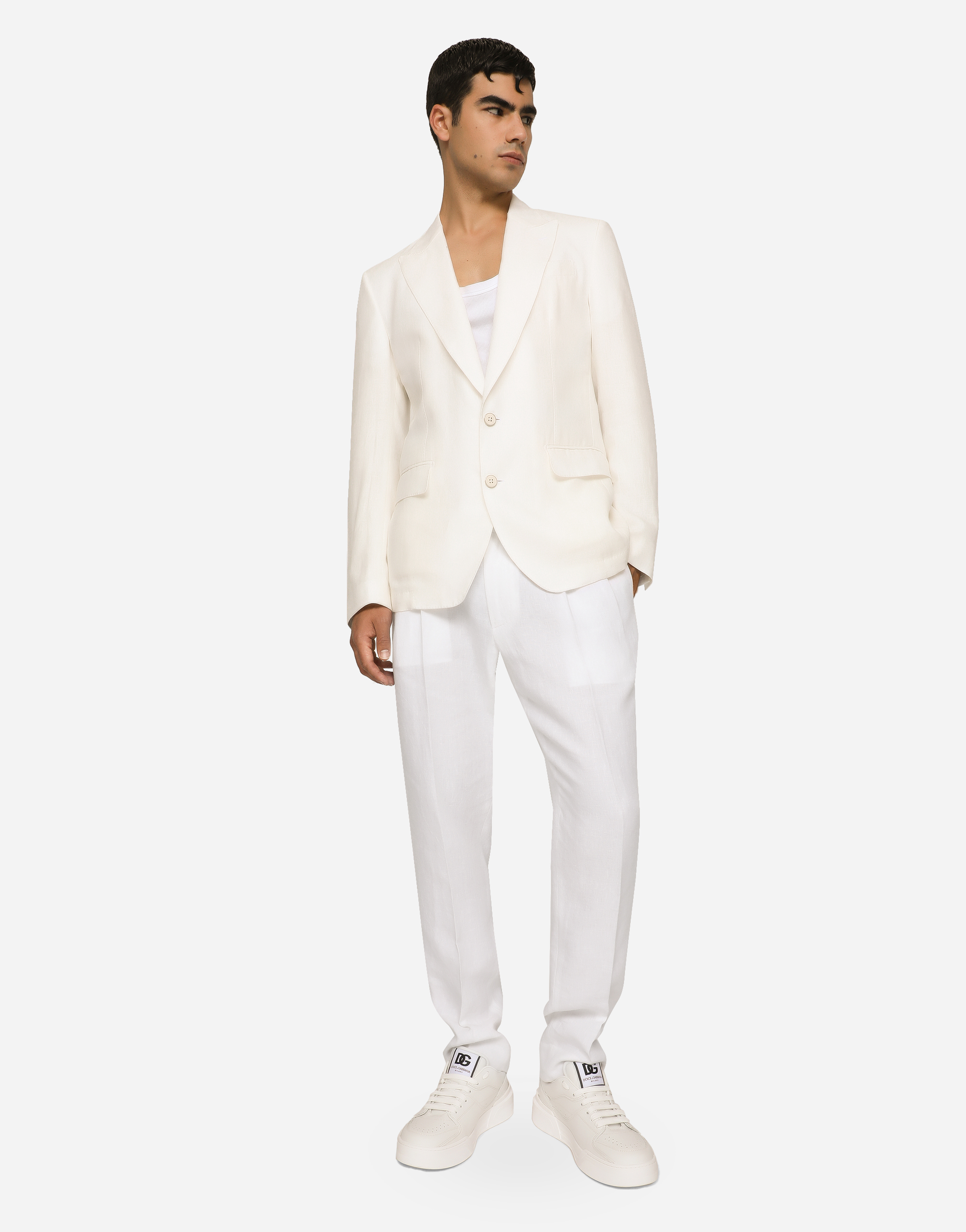 DOLCE&GABBANA SICILIA テーラードジャケット 麻 ホワイト Shop Dolce & Gabbana Single-breasted linen Sicilia-fit