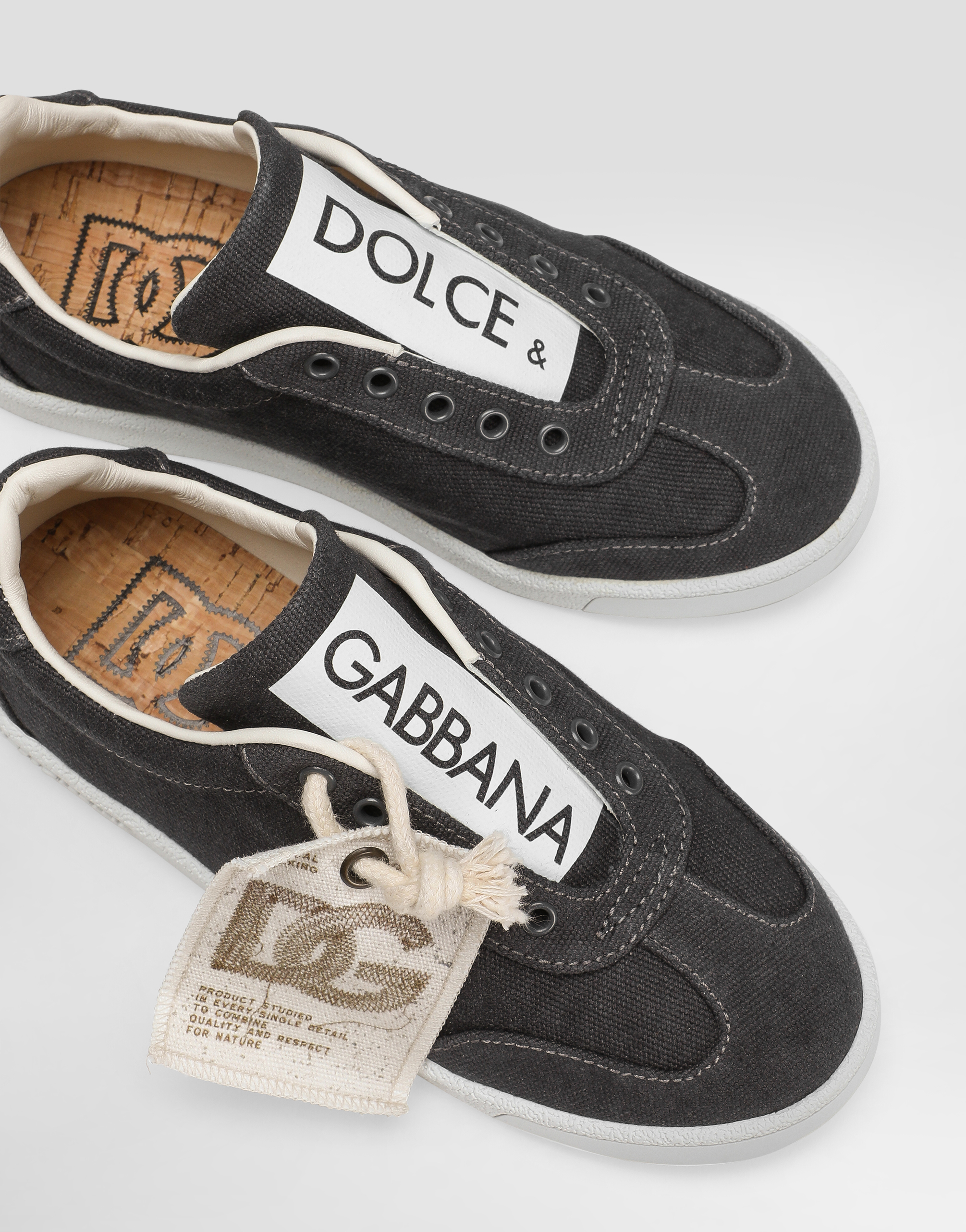 Dolce & Gabbana Canvas Slip-on Sneakers In Black